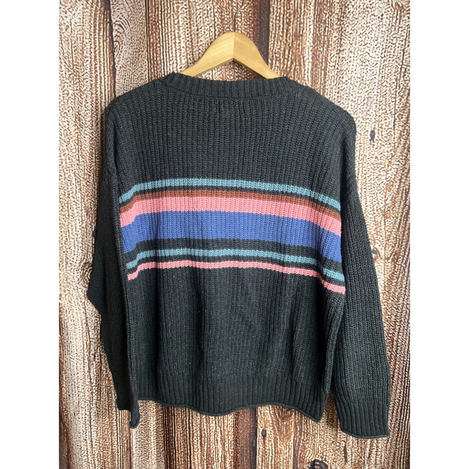 American Eagle Outfitters American Eagle Blue Striped Sweater Crew Neck Knit Long Sleeve Size Medium Size M / US 6-8 / IT 42-44 - 3 Thumbnail