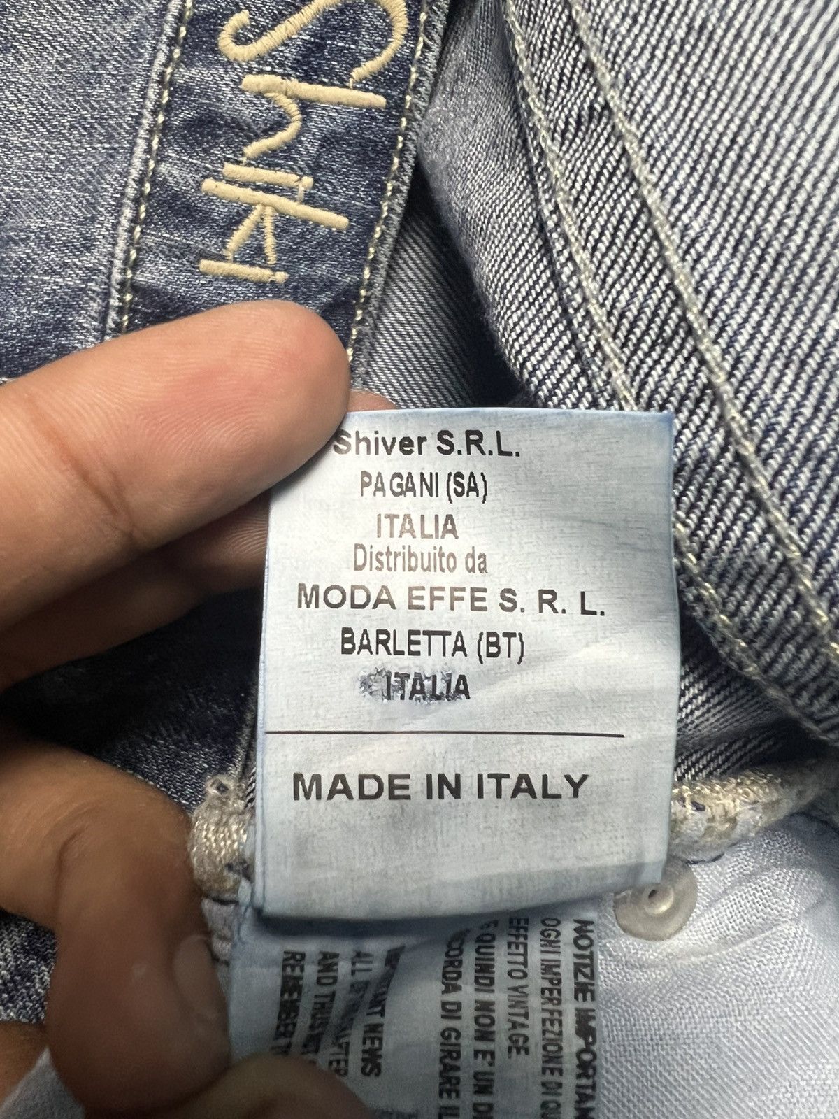 14th Addiction Y2K Italian Shiki Ripped Wide-Leg Denim Jeans (41) Size 26" / US 2 / IT 38 - 10 Thumbnail