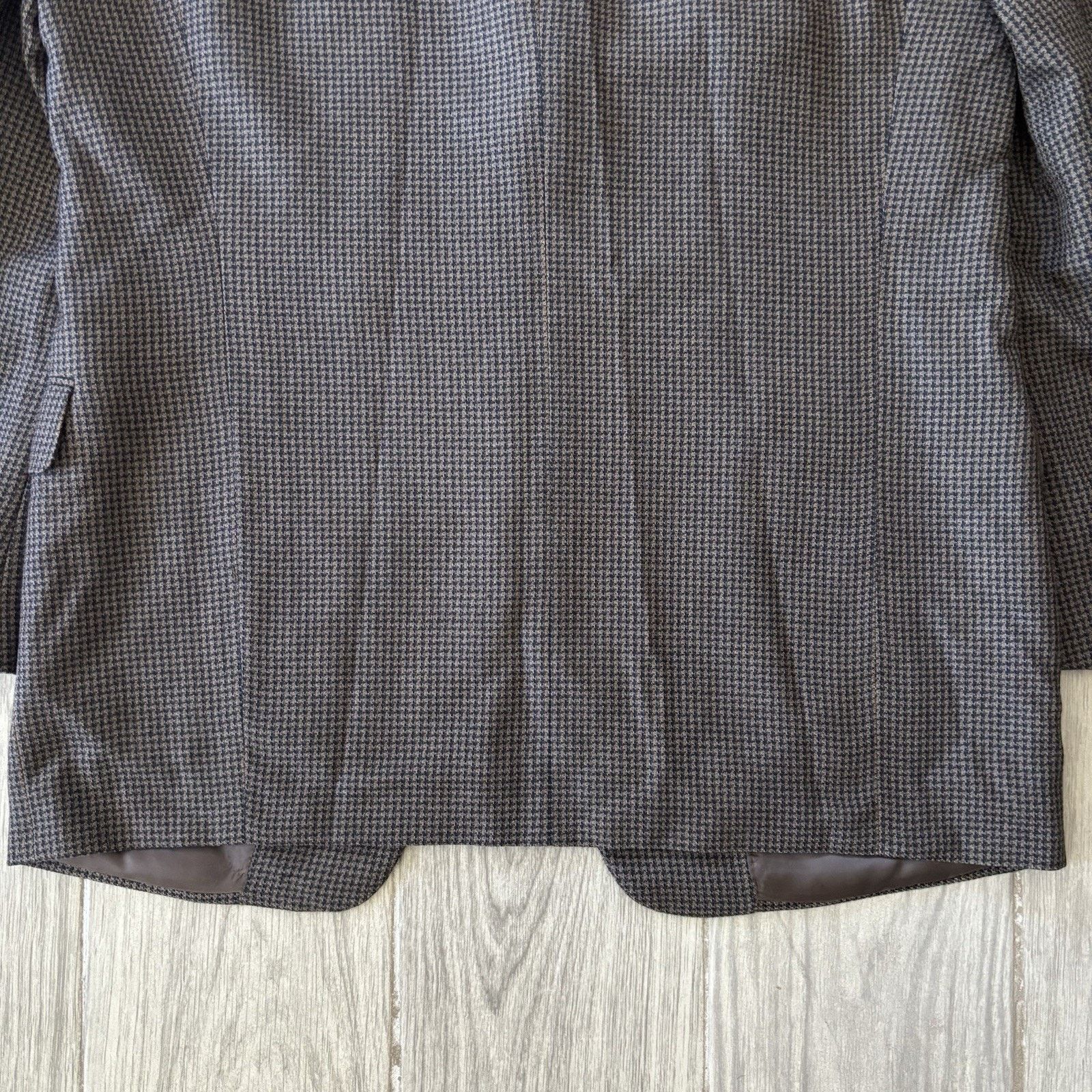 Canali Canali Blazer Wool Silk Coat Brown Houndstooth 44R (EU 54R) Size 44R - 14 Thumbnail