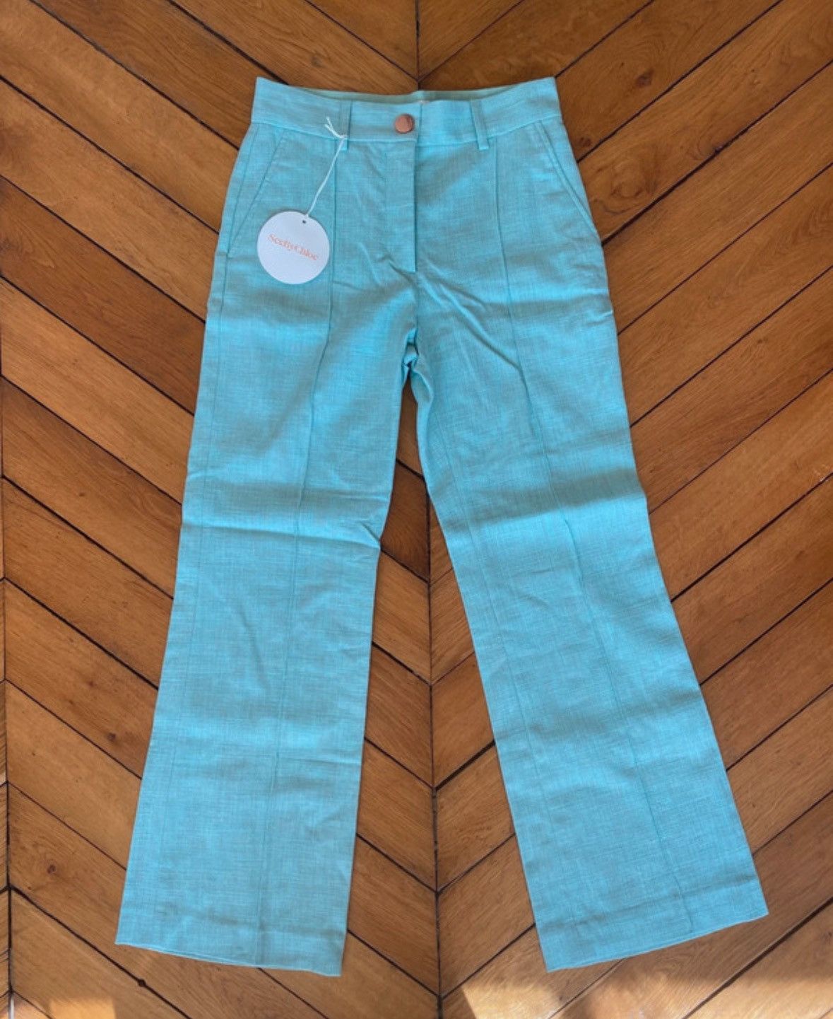 See by Chloe Brand New See by Chloé Ocean Blue Straight Pleated Trousers Size 25" / US 0 / IT 36 - 1 Thumbnail