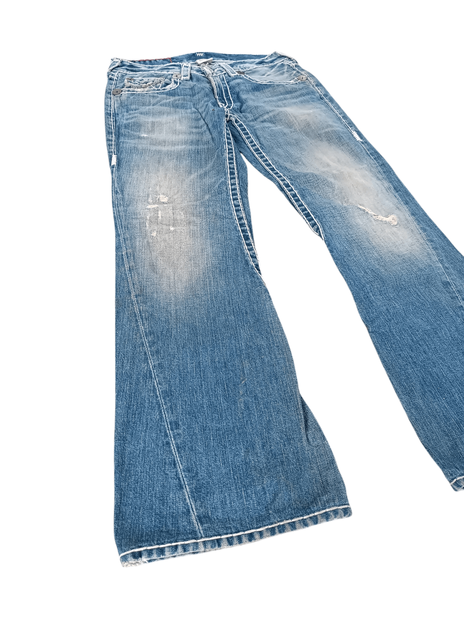 True Religion × Vintage True Religion ひ Joey Super T Distressed Baggy Flare Y2K Size US 32 / EU 48 - 2 Thumbnail