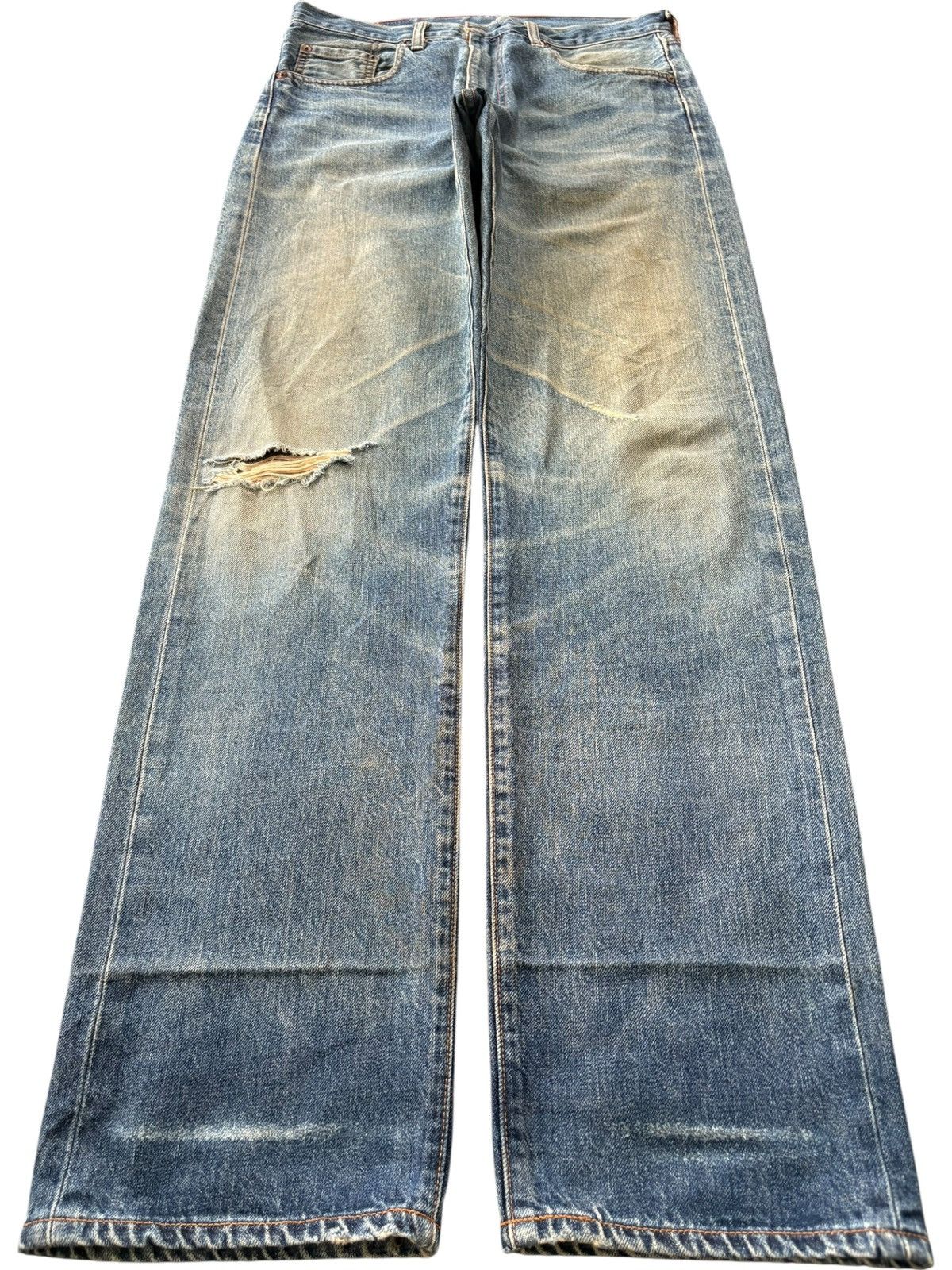 Levi's Vintage 80s Levis 502 Big E Selvedge Mud Wash Baggy Jeans Size US 32 / EU 48 - 2 Thumbnail