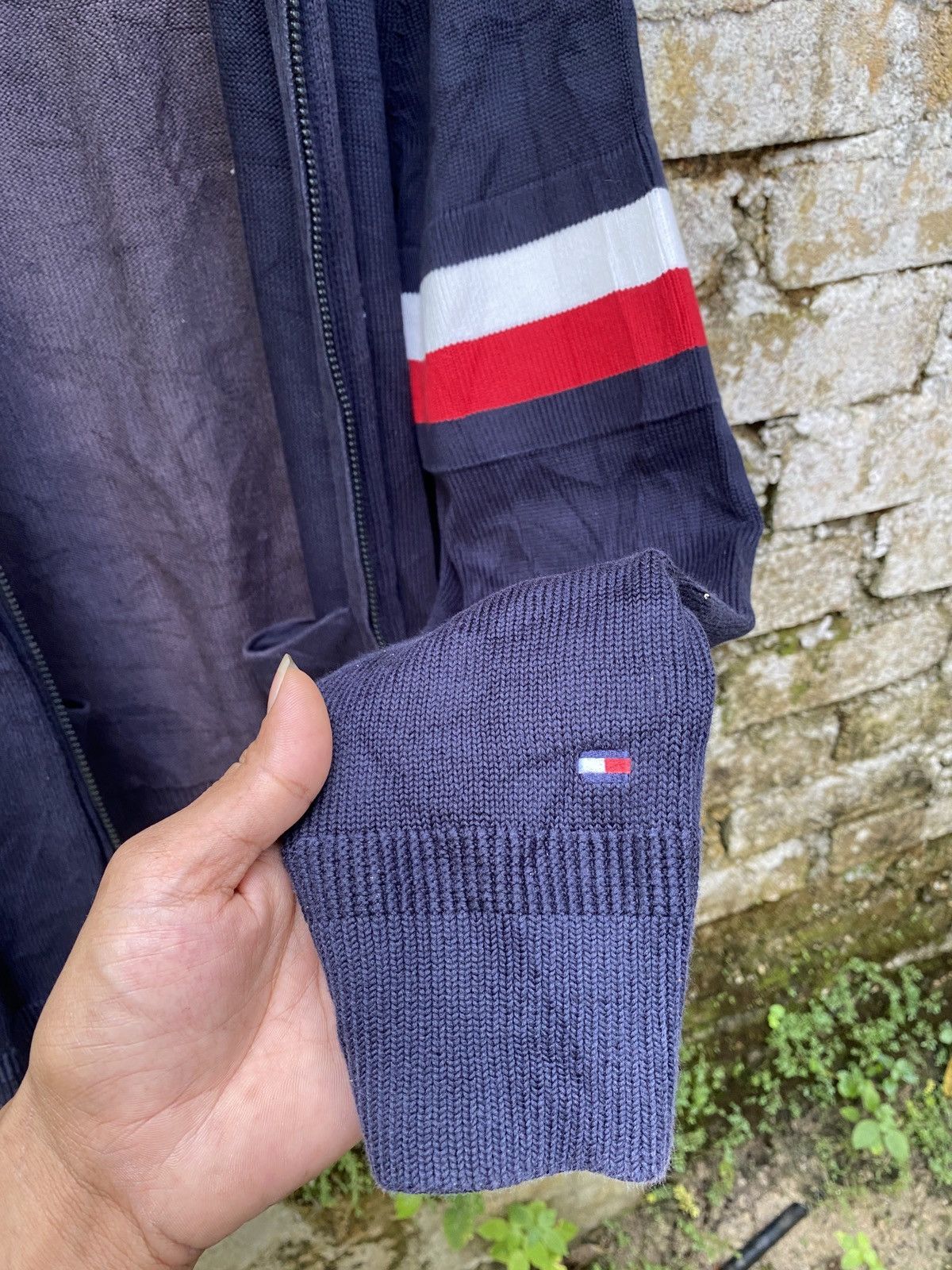 Tommy Hilfiger ✨Stripe✨ Sleeve Baseball Zip Knit Jacket Size US XL / EU 56 / 4 - 7 Thumbnail