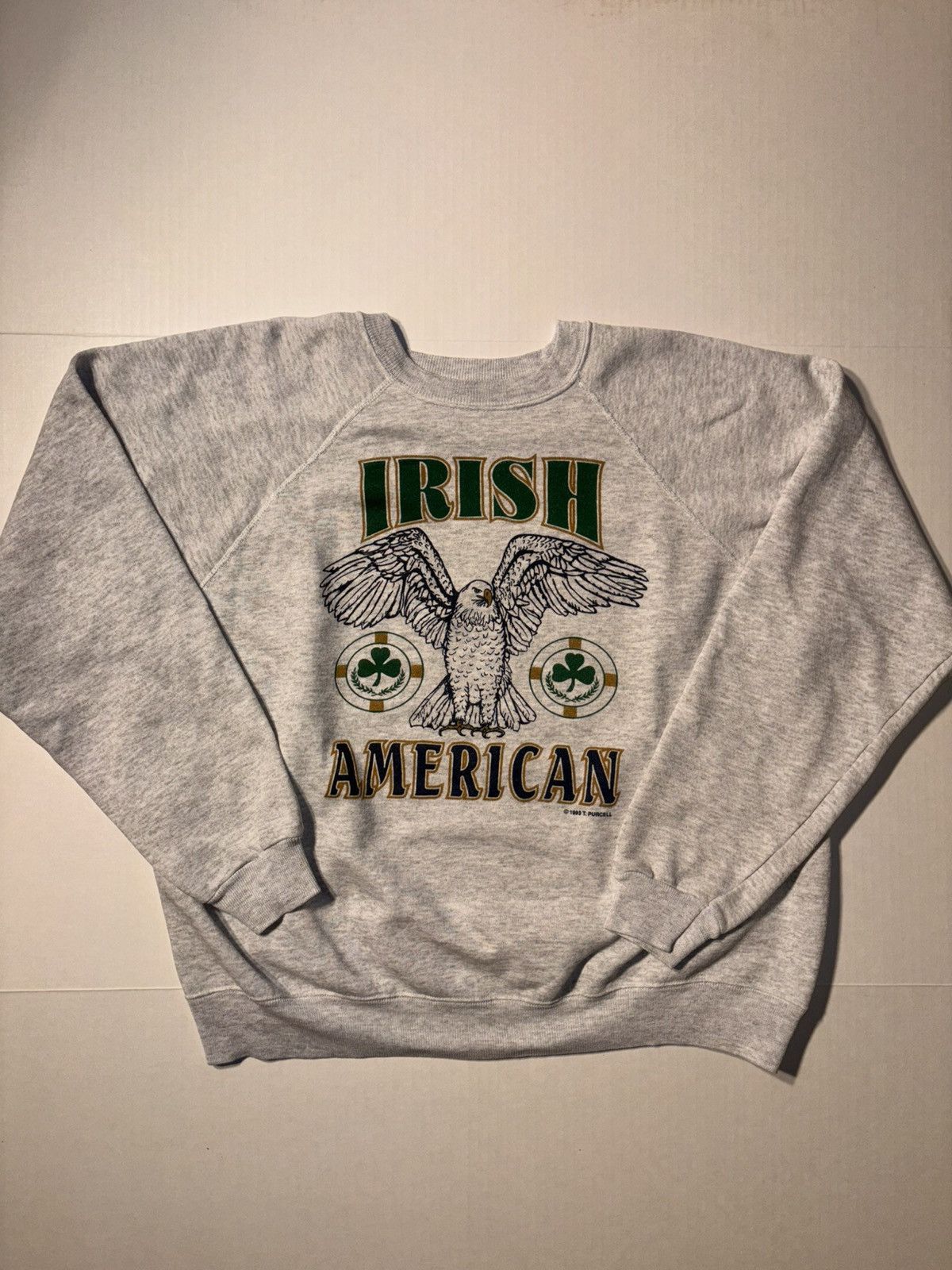 Hanes Irish American Eagle Celtic Shamrock 90s Raglan Sweatshirt Size US XL / EU 56 / 4 - 1 Thumbnail