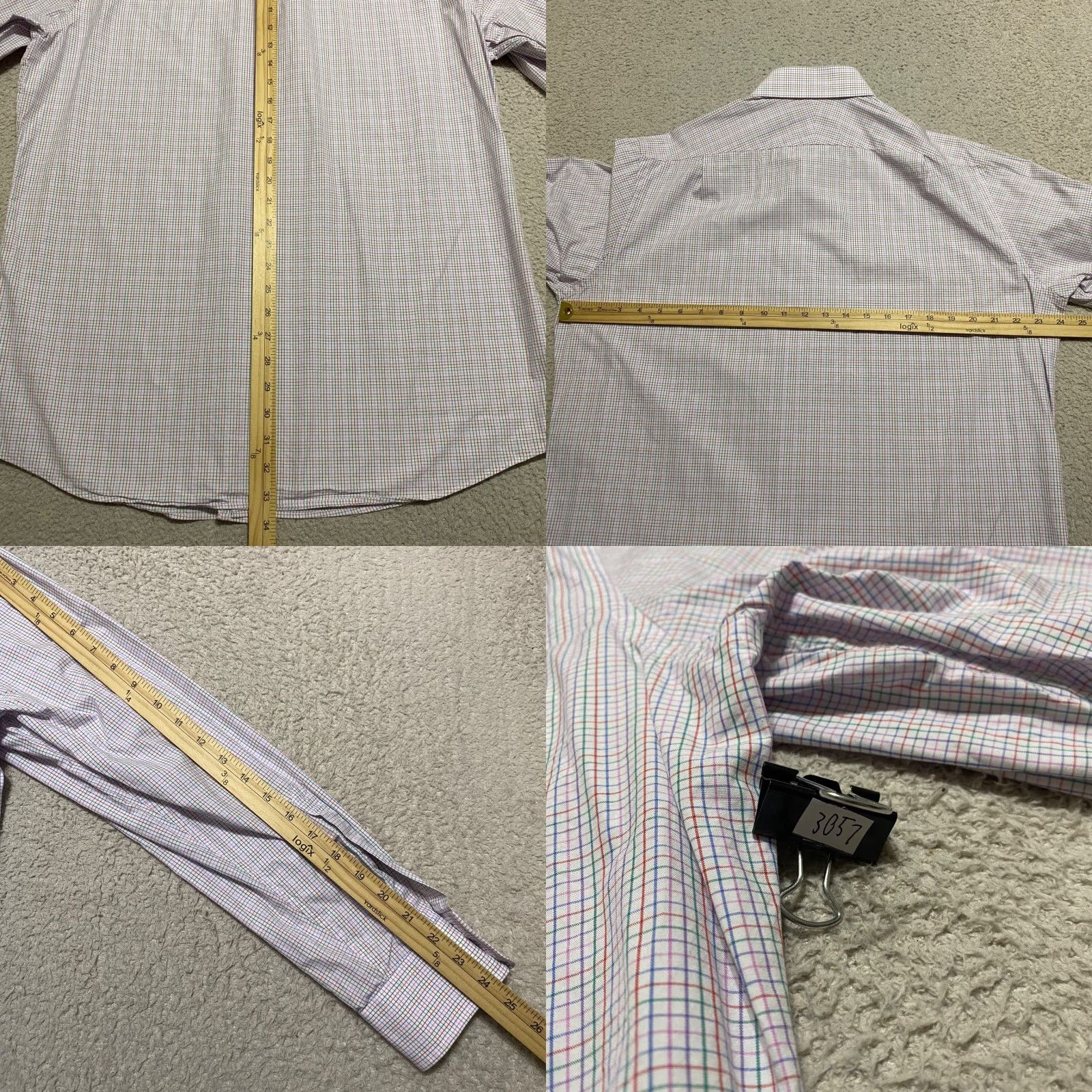 Charles Tyrwhitt Charles Tyrwhitt Mens 17 Shirt Multicolor Plaid Long Sleeve Button Front Slim Shirt Size US XL / EU 56 / 4 - 8 Thumbnail