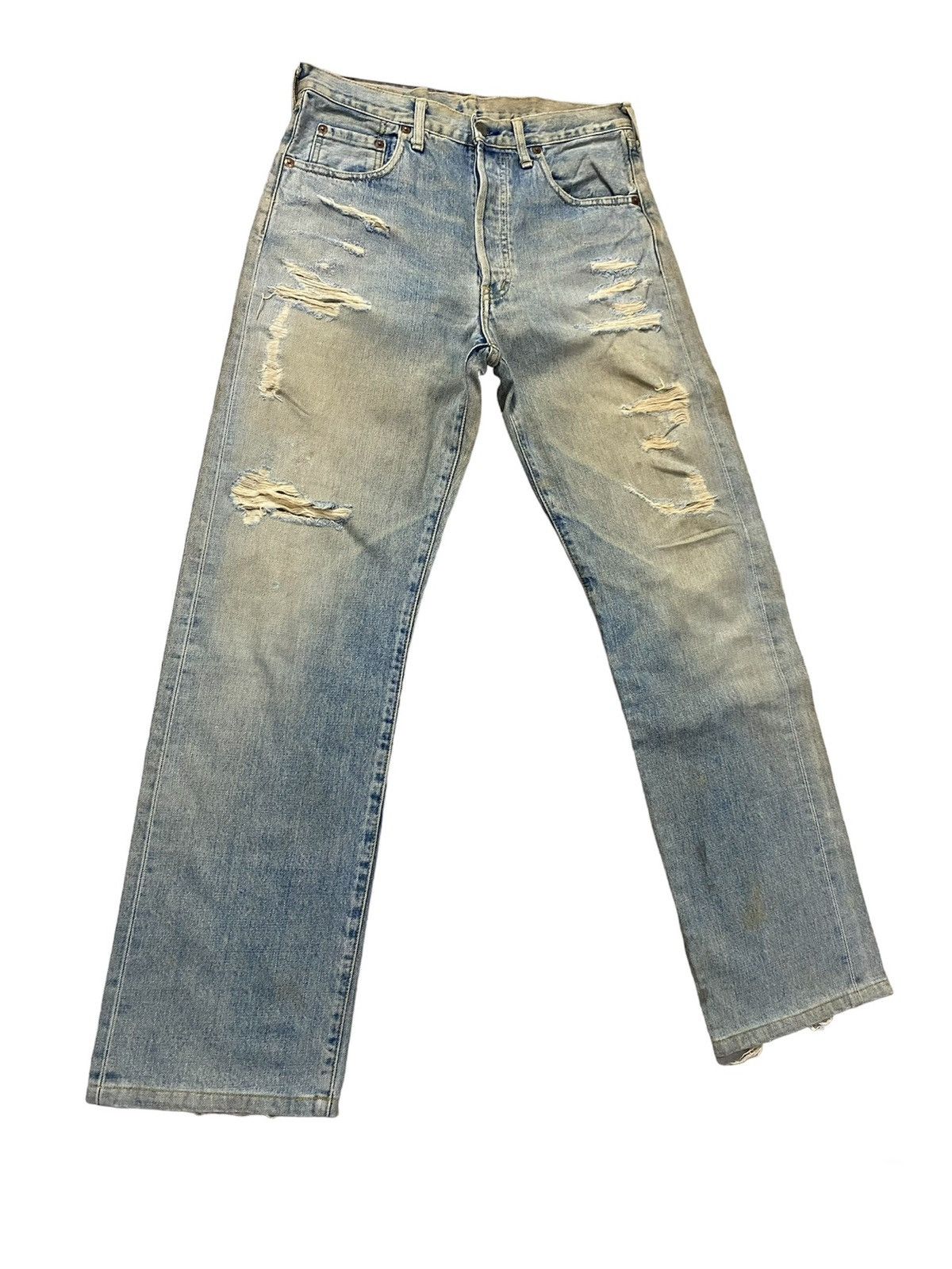 Levi's Vintage Clothing Thrashed Vintage Levis Big E 503 Ripped Denim Selvedge Japan Size US 33 - 2 Thumbnail