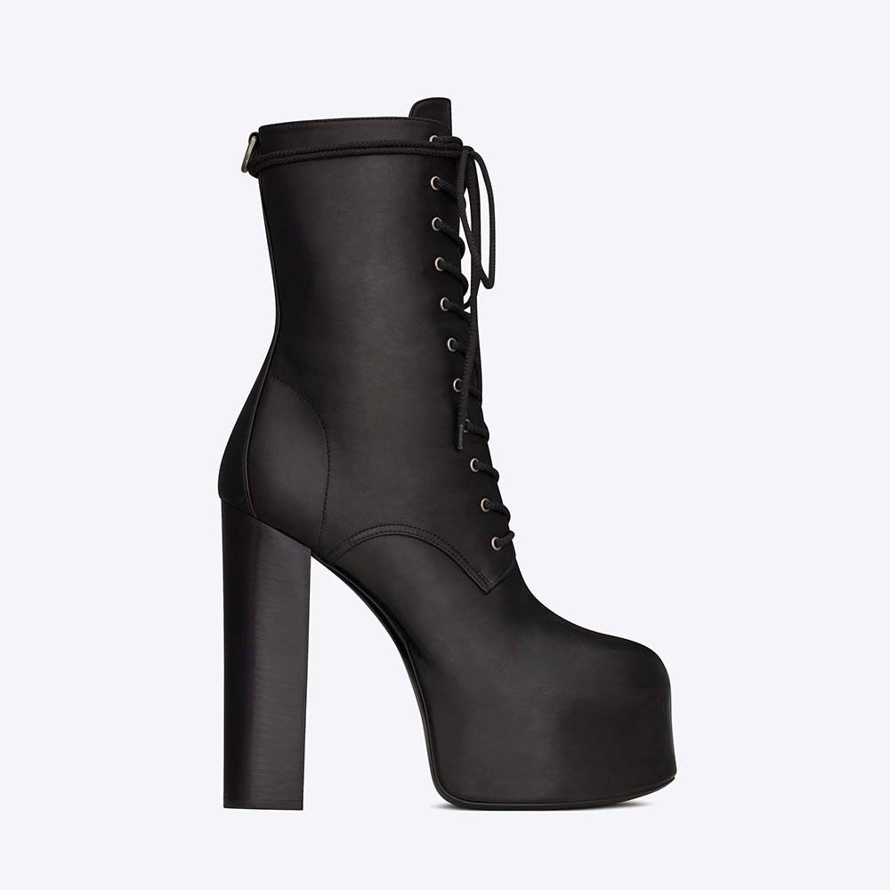 Saint Laurent Paris o1s1wg111024 Cherry Lace-up Platform Booties Smooth Leather Size US 9.5 / IT 39.5 - 1 Thumbnail