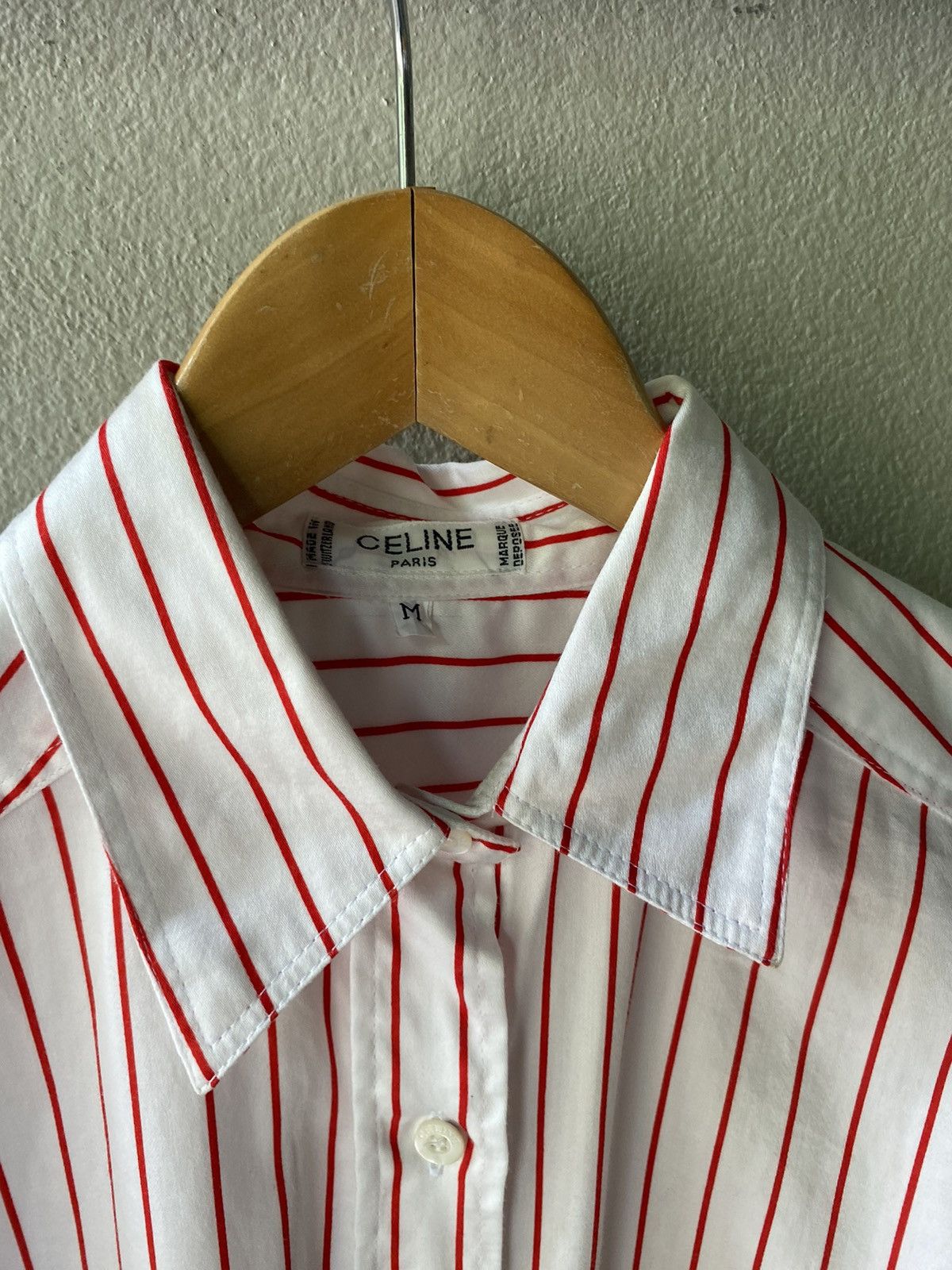 Celine Celine vintage white/red striped pocket shirt Size M / US 6-8 / IT 42-44 - 14 Thumbnail