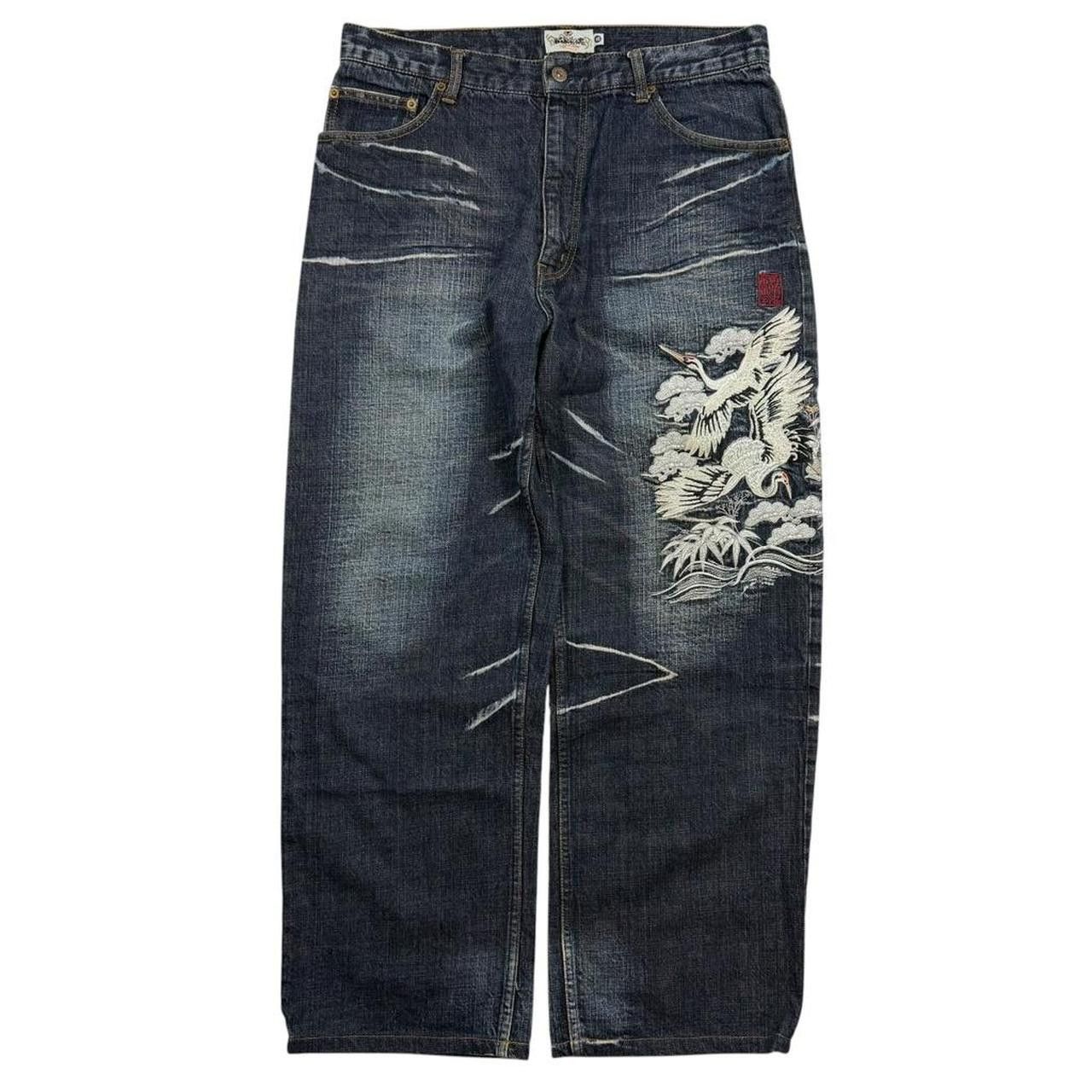 Karakuri Tamashii Karakuri Tamashii Embroidered Bird Japanese Jeans - Waist 35 Size US 35 - 7 Thumbnail