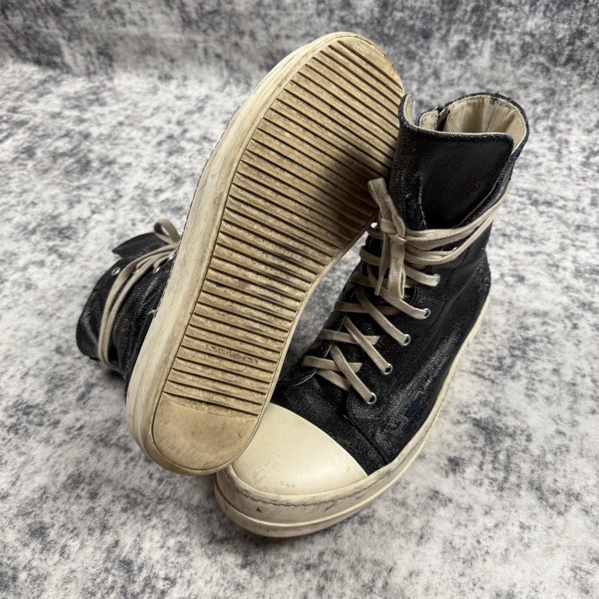 Rick Owens Rick Owens DRKSHDW Ramones Denim Waxed Size US 10.5 / EU 43-44 - 5 Thumbnail