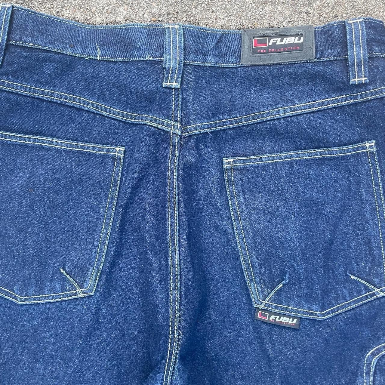 Fubu × Vintage 90s Fubu Navy blue vintage baggy cargo jeans 36x34 Size US 36 / EU 52 - 4 Thumbnail