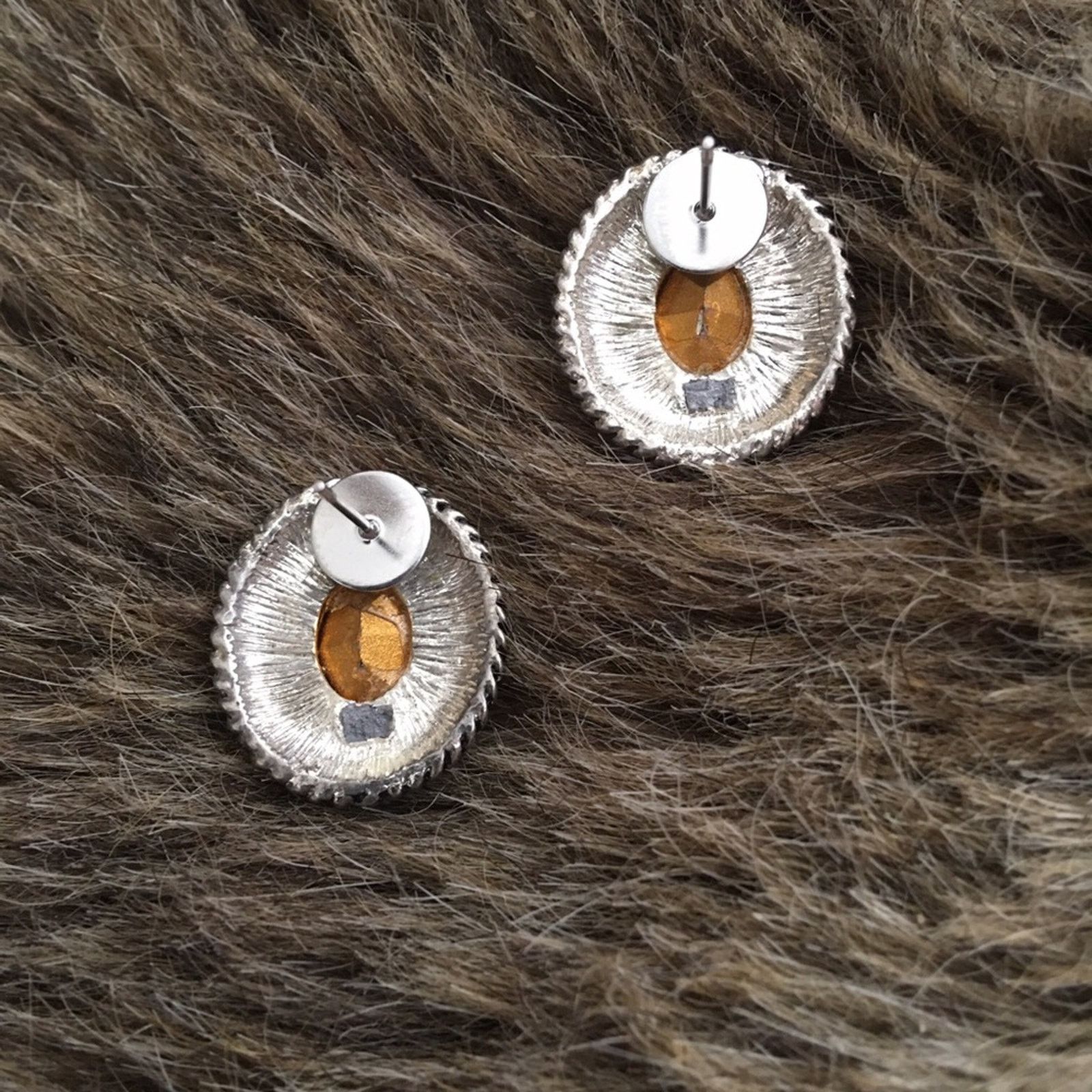 Vintage Vintage two-tone setting glass stone earrings Size ONE SIZE - 4 Thumbnail