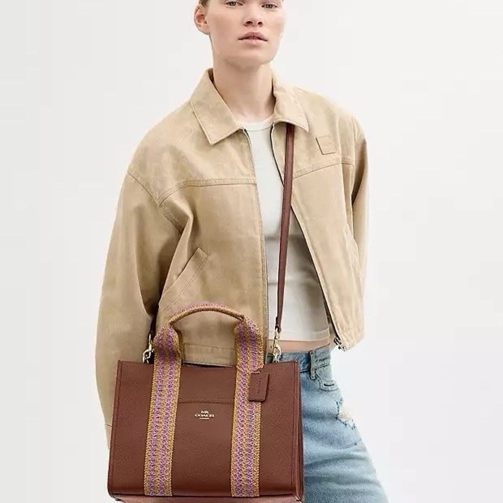 Coach NWT Coach Smith Tote Bag CBG90 Straw Leather Redwood Size ONE SIZE - 11 Thumbnail