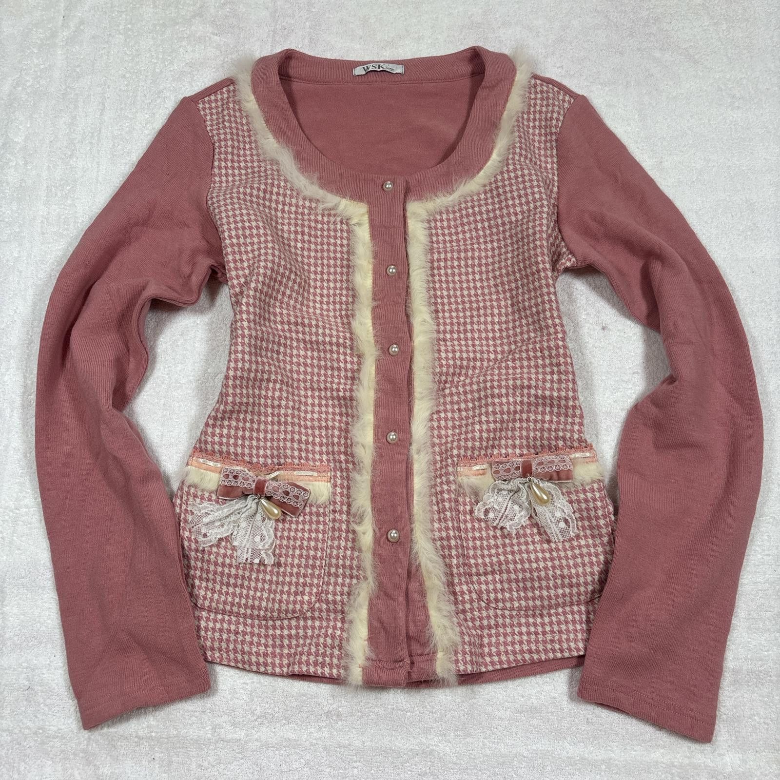 Other vintage pink plaid fur cardigan Size M / US 6-8 / IT 42-44 - 1 Thumbnail