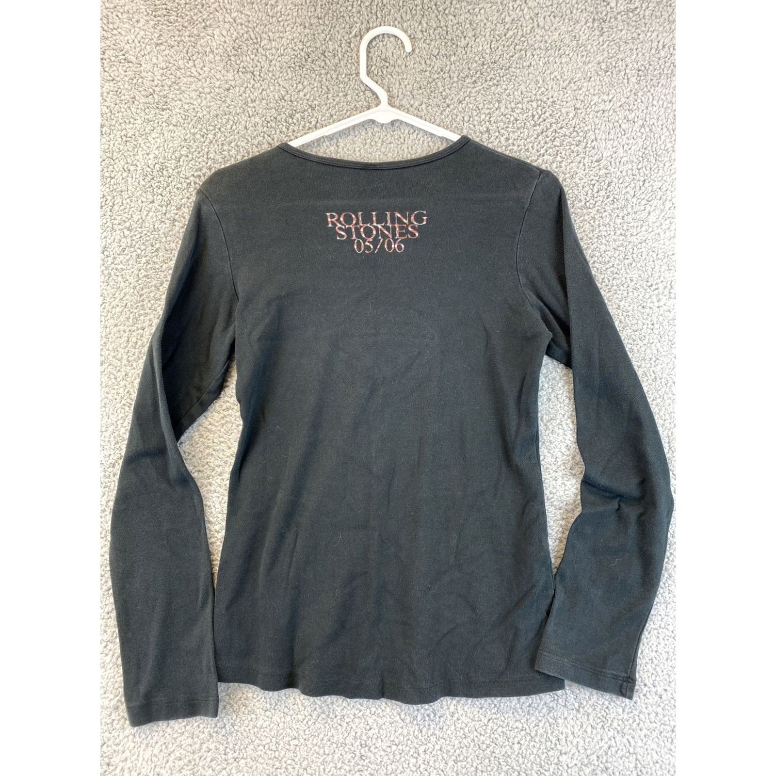 Vintage Motive Women's T-Shirt Long Sleeve Top Slim Fit Crew Neck Cotton XL Black Rolling Stones Basics Classic Shirt Size XL / US 12-14 / IT 48-50 - 6 Thumbnail