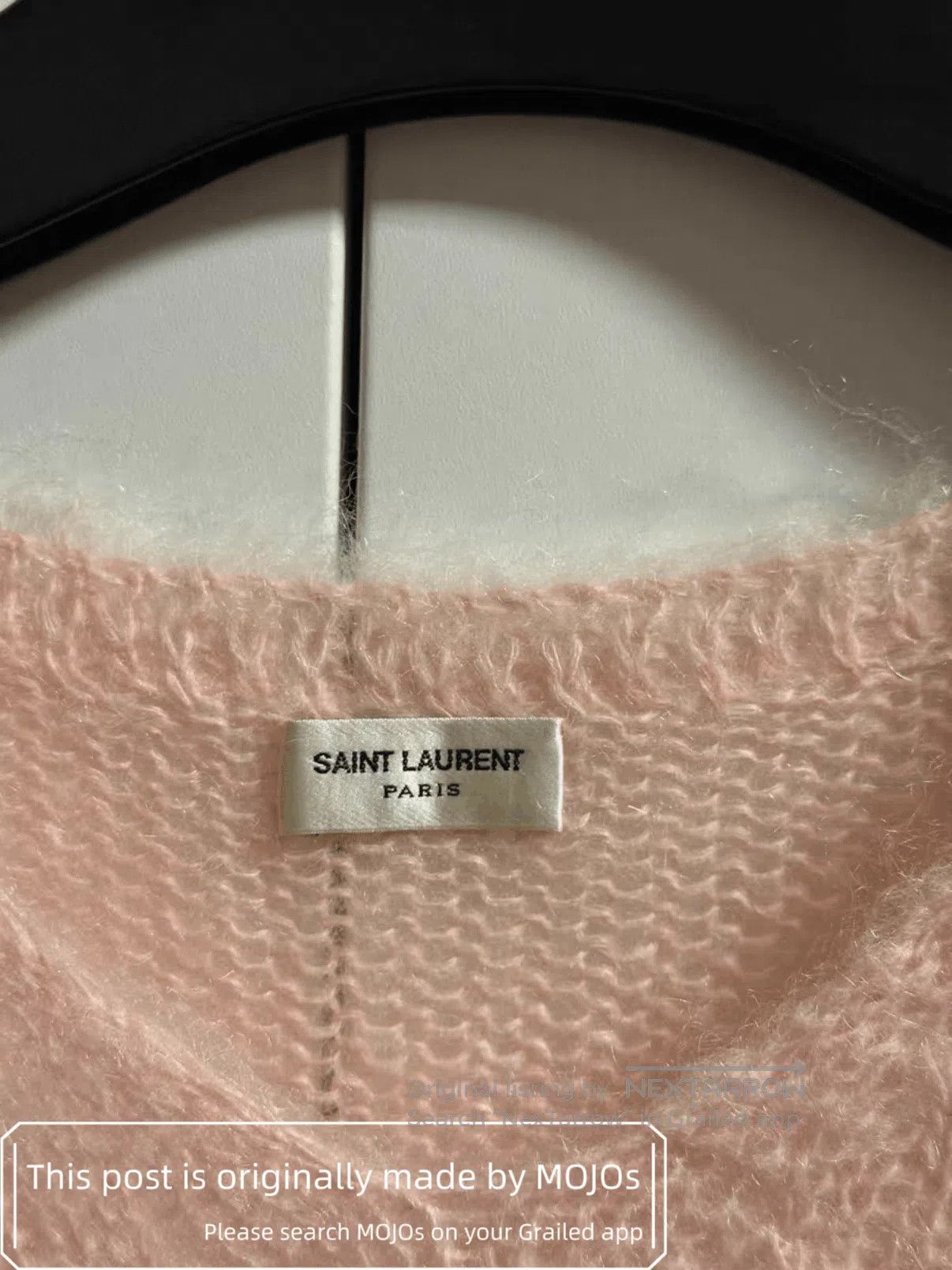 Saint Laurent Paris Sz XL Saint Laurent Paris Pink Mohair V-neck Knitwear mojos Size US XL / EU 56 / 4 - 5 Thumbnail