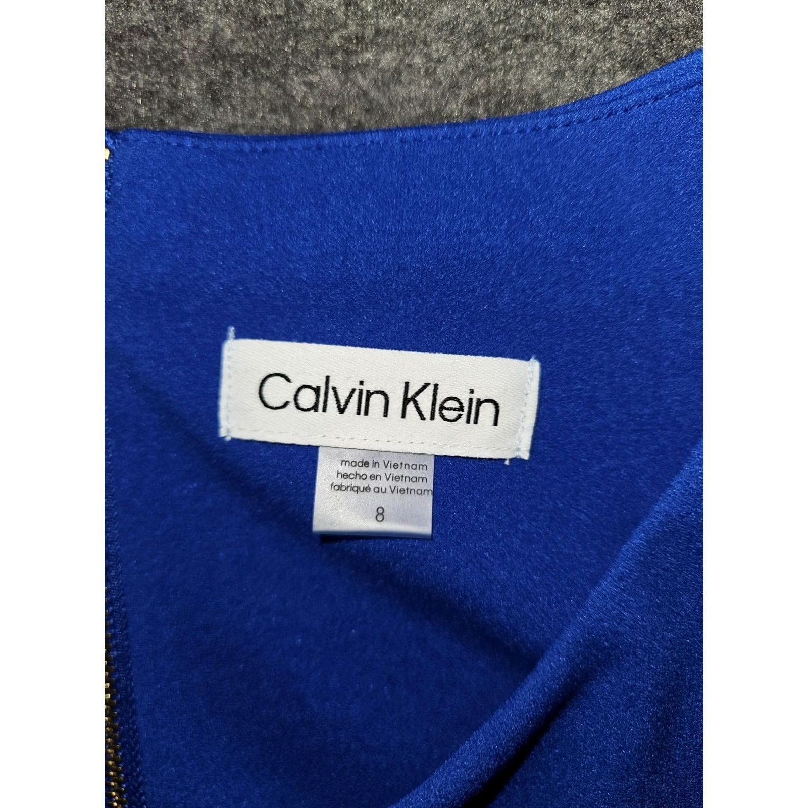Calvin Klein Calvin Klein Dress Womens 8 Blue Sleeveless Ruffle Hem Belted Sheath Midi Elegant Size M / US 6-8 / IT 42-44 - 2 Thumbnail