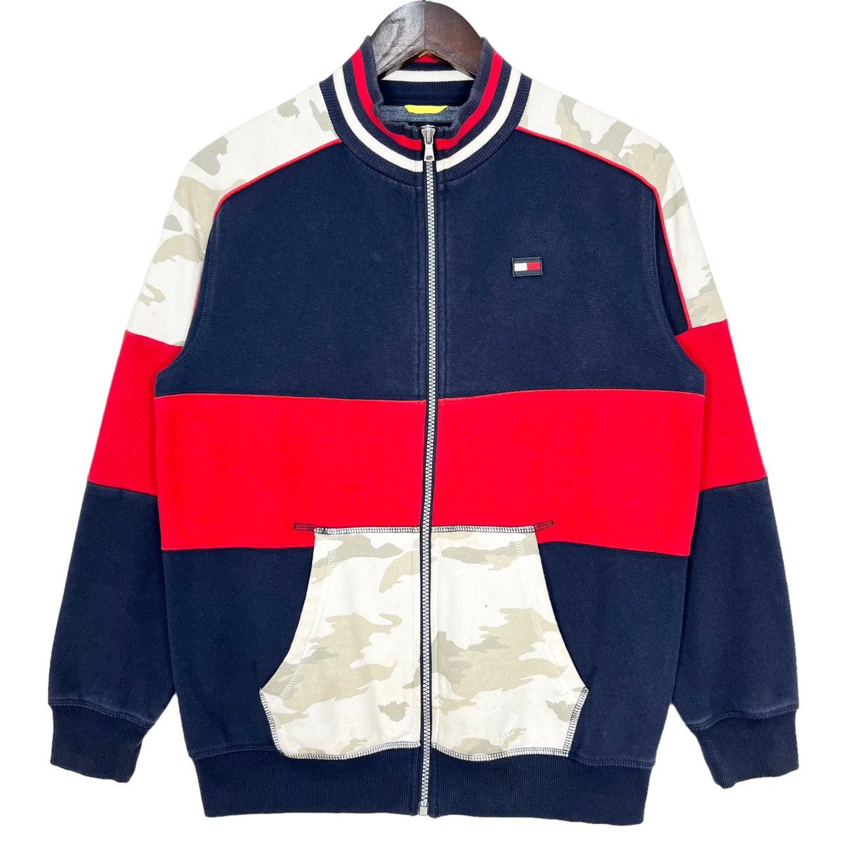 image of Designer Tommy Hilfiger Zipper Light Jacket in Blue/White/Red, Men's (Size Small)