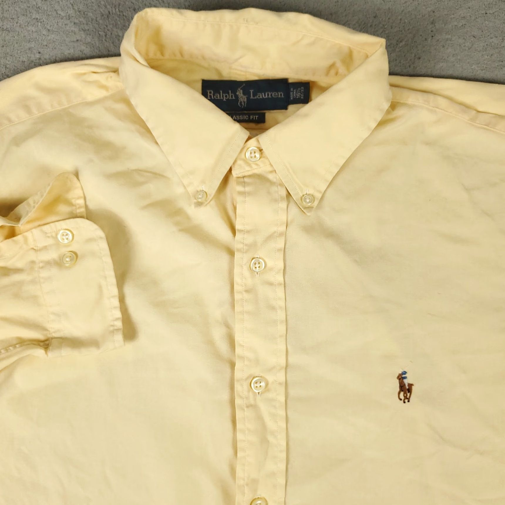 Ralph Lauren Ralph Lauren Shirt Mens 16.5 Yellow Pony Dress Button Up Long Sleeve Size 42R - 2 Thumbnail