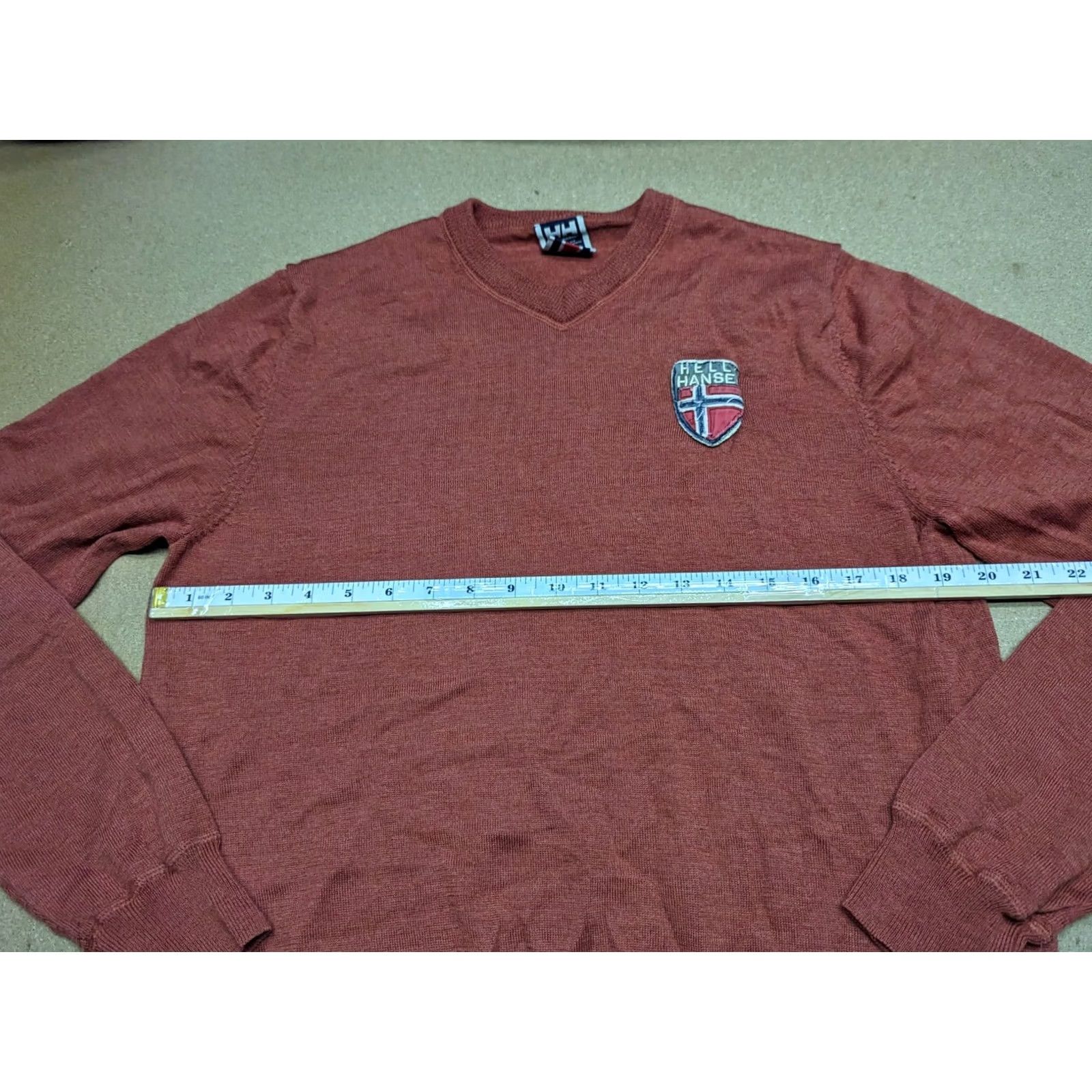 Helly Hansen Helly Hansen Mens Brown Sweater XL Wool Blend V-Neck Jumper Pullover Size US XL / EU 56 / 4 - 5 Thumbnail