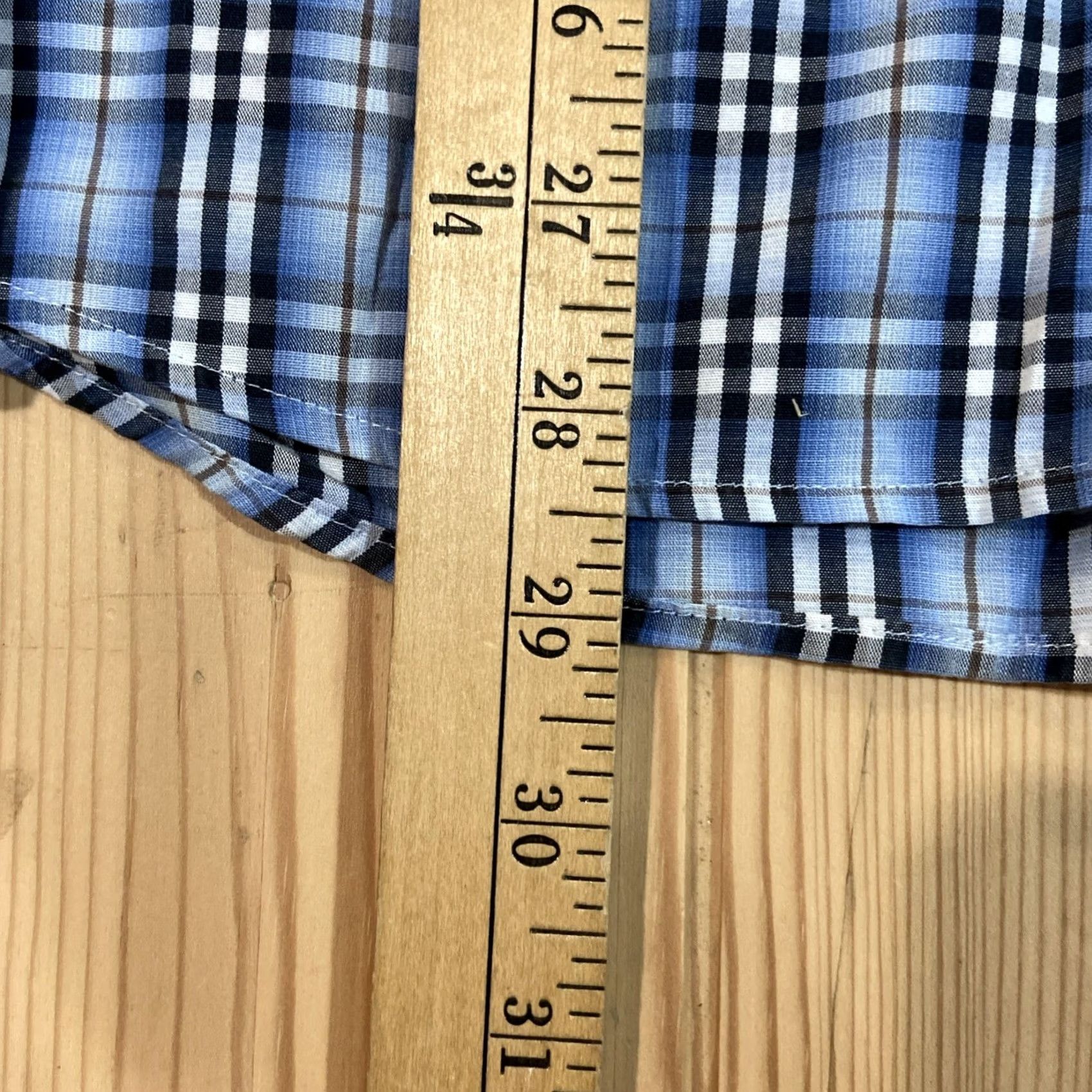 Vintage VINTAGE Carroll & Co. Beverly Hills Dress Shirt Mens Cotton Plaid XL Blue Button-Up Long Sleeve M en Regular Size 46R - 3 Thumbnail