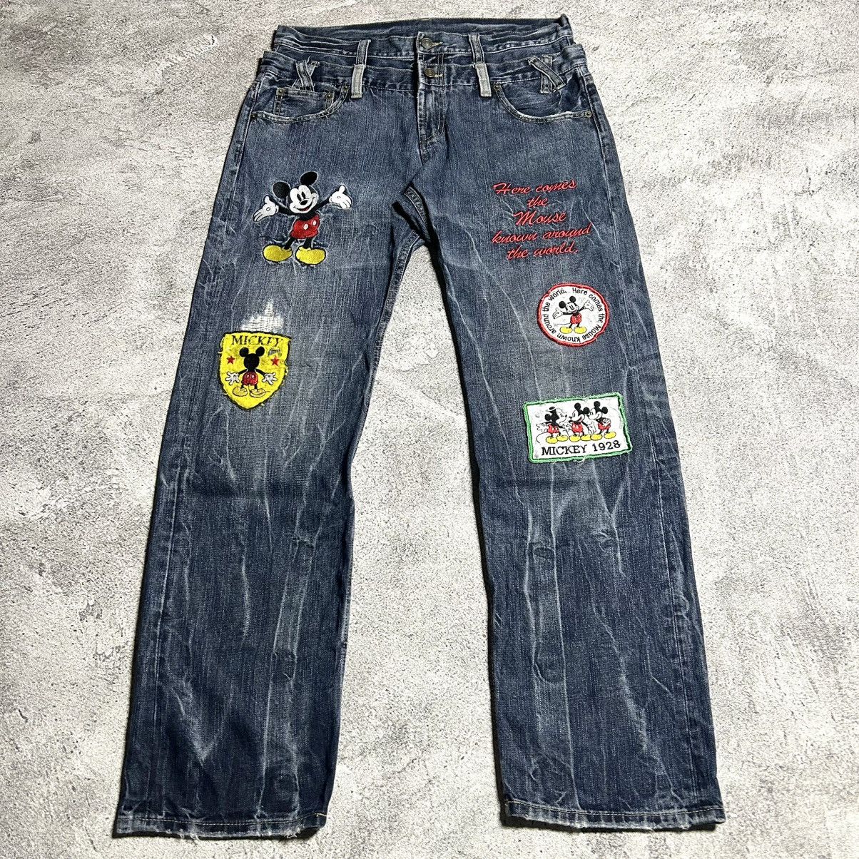Disney Vintage Denim Doublewaist DISNEY PATCH ART BORDIR Size US 34 / EU 50 - 3 Thumbnail