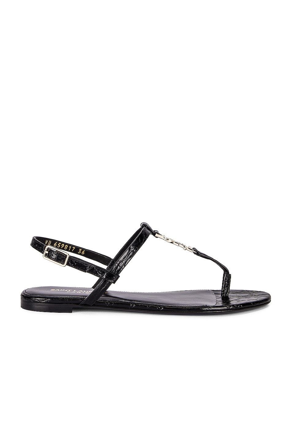 Saint Laurent Paris oc11z1125 Cassandra Sandals in Crocodile Embossed Leather Size US 5 / IT 35 - 2 Thumbnail
