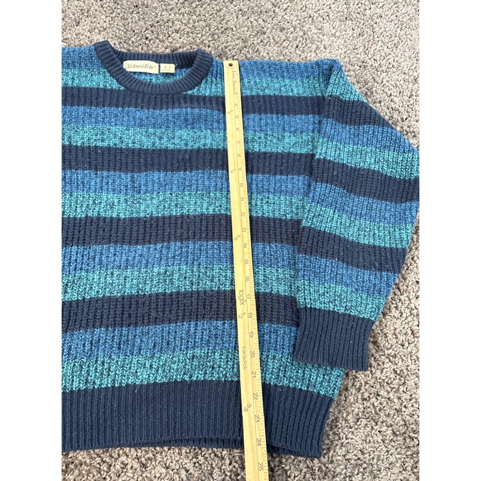Vintage VINTAGE St. John's Bay Sweater Mens Medium Blue Chunky-Knit Crew Neck Fisherman 90s Pullover Knit Acrylic Mens Size US M / EU 48-50 / 2 - 2 Thumbnail