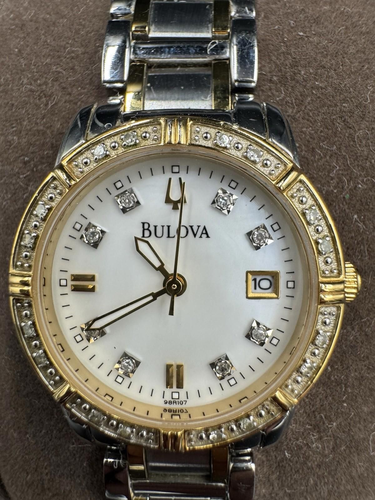 Bulova Bulova Watch Women 26mm Silver Gold Tone 98R107 MOP Diamond Size ONE SIZE - 3 Thumbnail