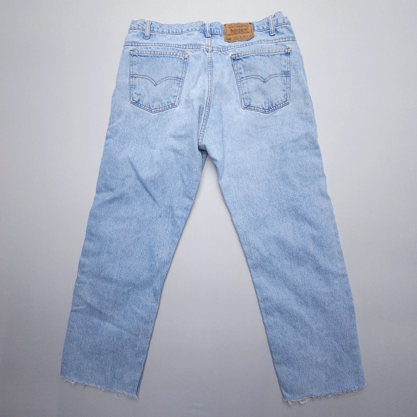 Levi's VINTAGE Levi's 505 Jeans Mens 38 x 34 Straight Regular Blue Denim 5-Pocket Logo 27" Inseam Cut-Off (35 x 27") Size US 38 / EU 54 - 2 Thumbnail