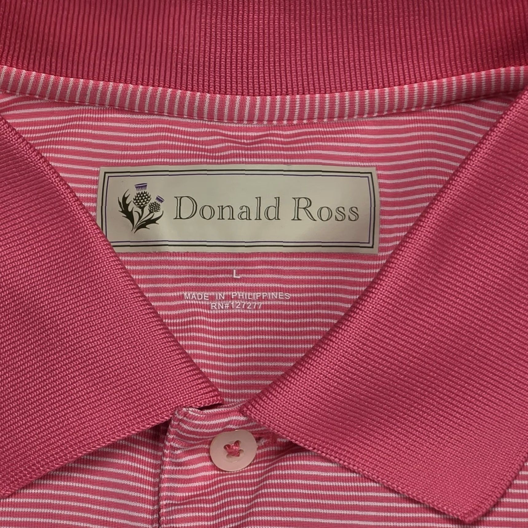 Vintage Donald Ross Polo Shirt L Pink White Stripe Pinehurst Country Club Golf Staff Mens Size US L / EU 52-54 / 3 - 7 Thumbnail