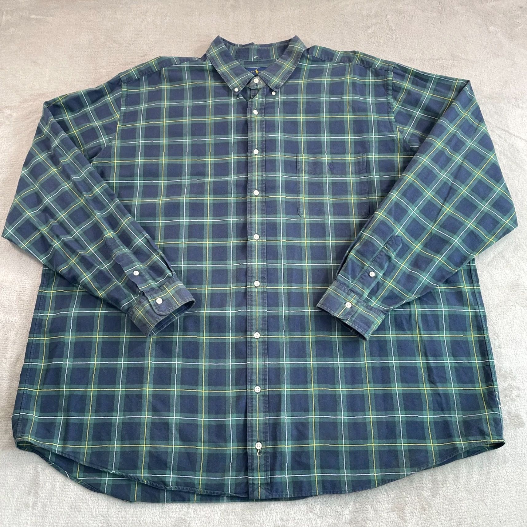 Polo Ralph Lauren Polo Ralph Lauren Shirt 4XLT Men Navy Tartan Plaid Long Sleeve Pony Preppy Size US XXL / EU 58 / 5 - 3 Thumbnail