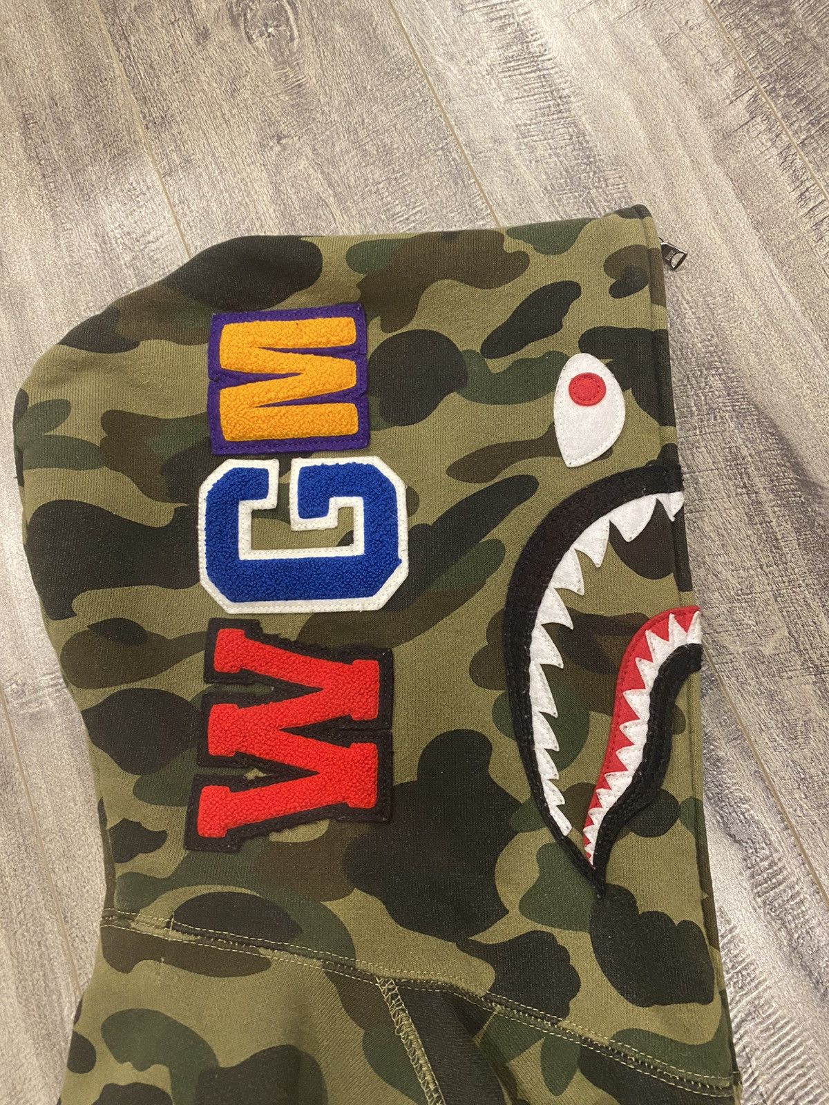 image of Bape 1St Camo Shark Full Zip Hoodie in Green, Men's (Size Small)