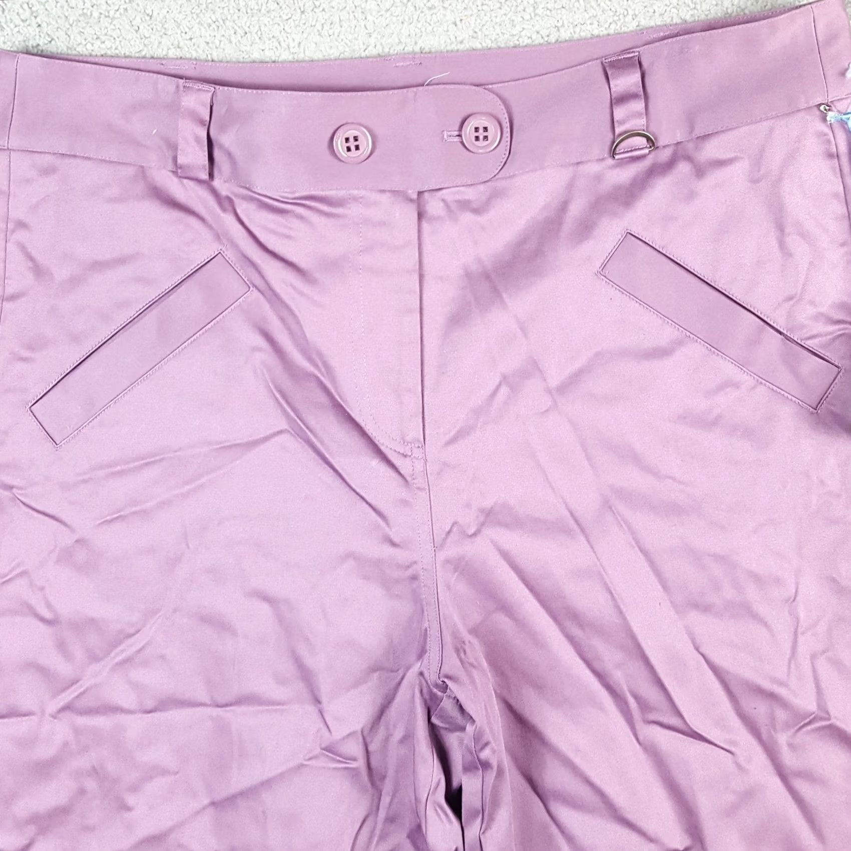 Vintage VINTAGE LIJA Purple Wide Leg Golf Shorts Women's Size 14 Retro High Waist 00s 90s Casual Summer Bohemian Athletic Fashion Golf Shorts Size 36" / US 14 / IT 50 - 2 Thumbnail