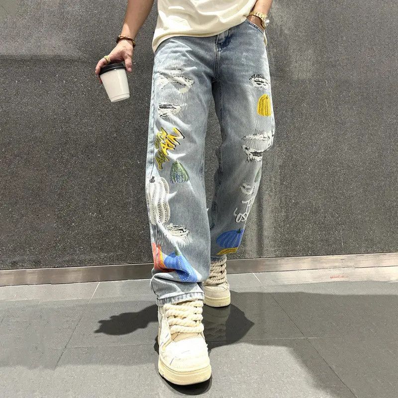Japanese Brand × Jean Retro loose straight leg spliced jeans Size US 32 / EU 48 - 2 Thumbnail