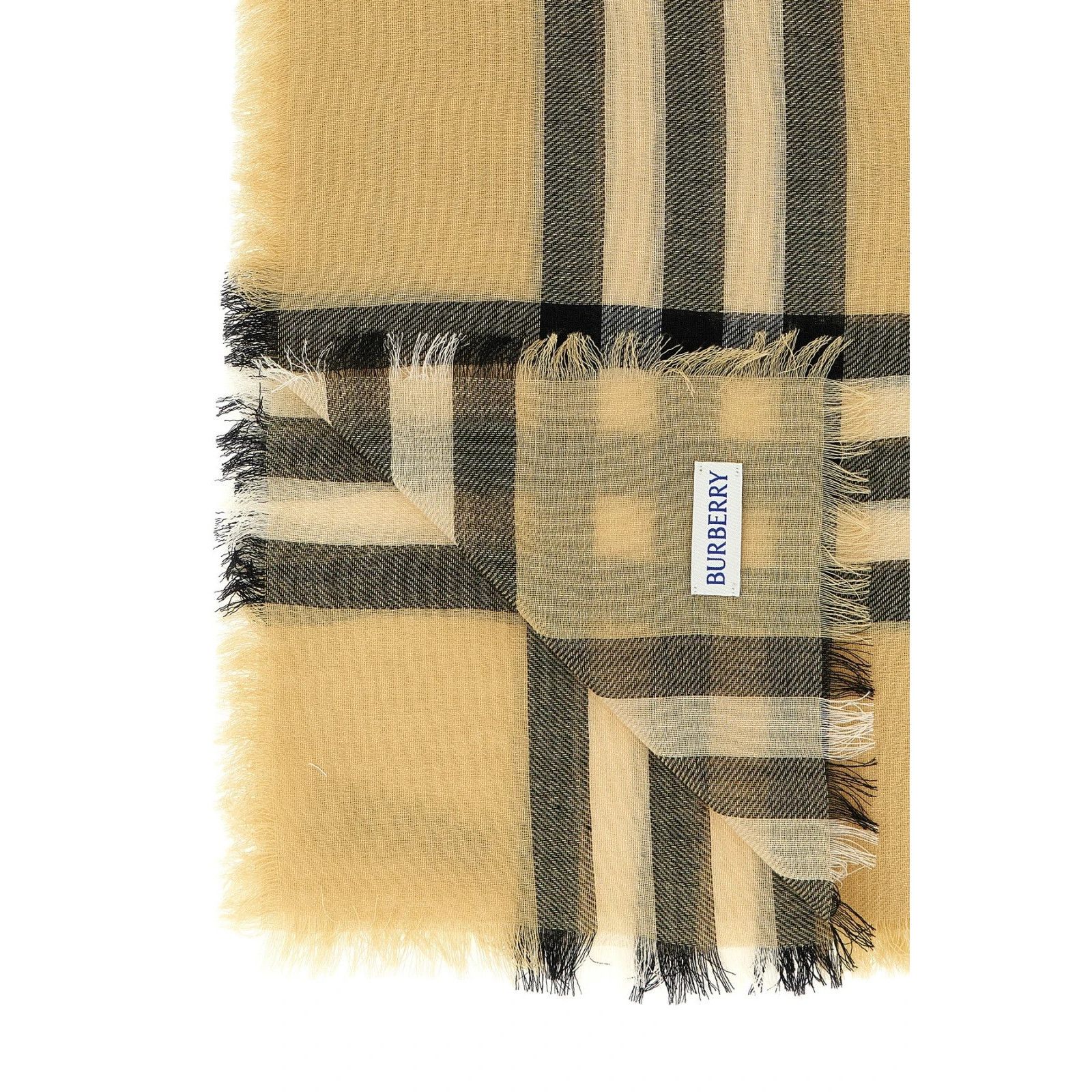 Burberry Burberry Beige Check Wool Scarf New & Authentic Size ONE SIZE - 3 Thumbnail