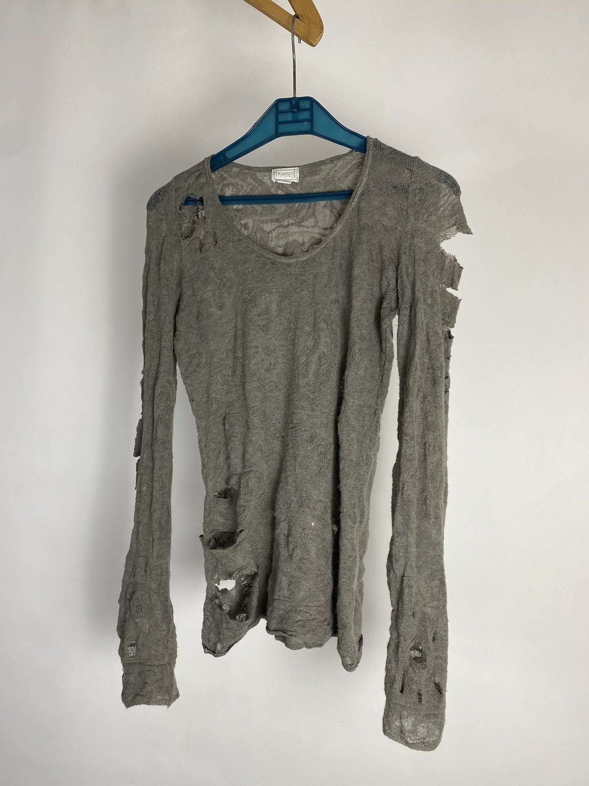 Transit Ripped Distressed Knit Mesh Sweater Archive Vibe