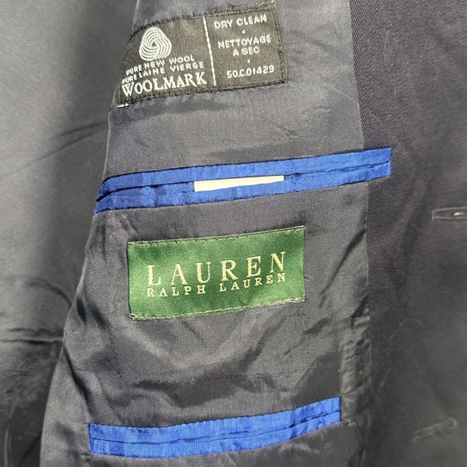 Lauren Ralph Lauren Lauren Ralph Lauren Blazer Mens 46L Navy Blue Sport Coat Size 46L - 7 Thumbnail