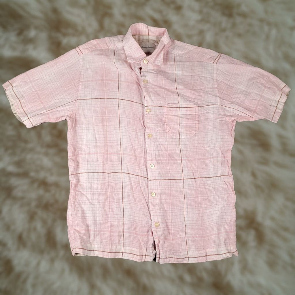 Tommy Bahama Tommy Bahama Shirt Mens Small Pink Plaid Linen Button Up Short Sleeve Size US S / EU 44-46 / 1 - 1 Thumbnail