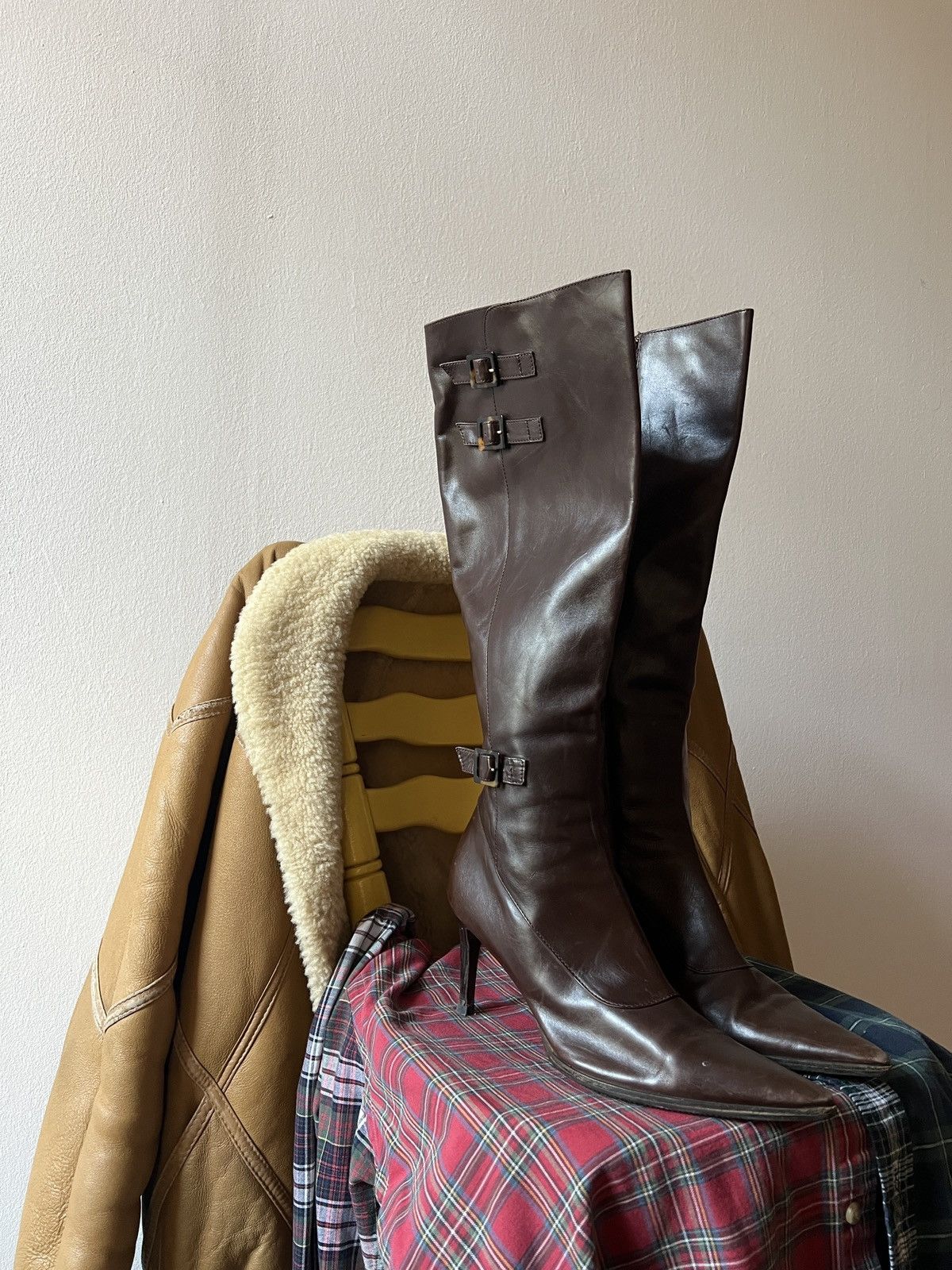 Ralph Lauren Purple Label Vintage Ralph Lauren Purple Label Leather High Heels Boots Size US 10.5 / IT 40.5 - 5 Thumbnail