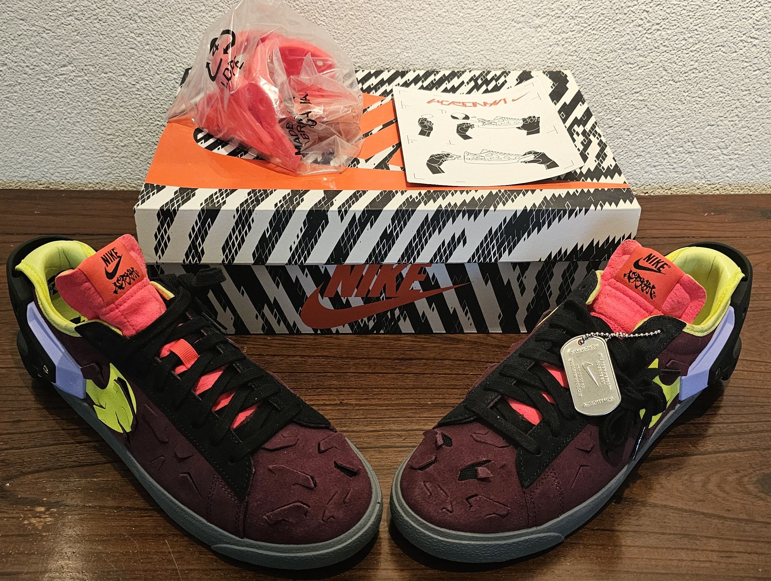 Acronym × Errolson Hugh × Nike Nike Blazer low Acronym maroon lemon NEW S9/42,5 Size US 9 / EU 42 - 1 Thumbnail