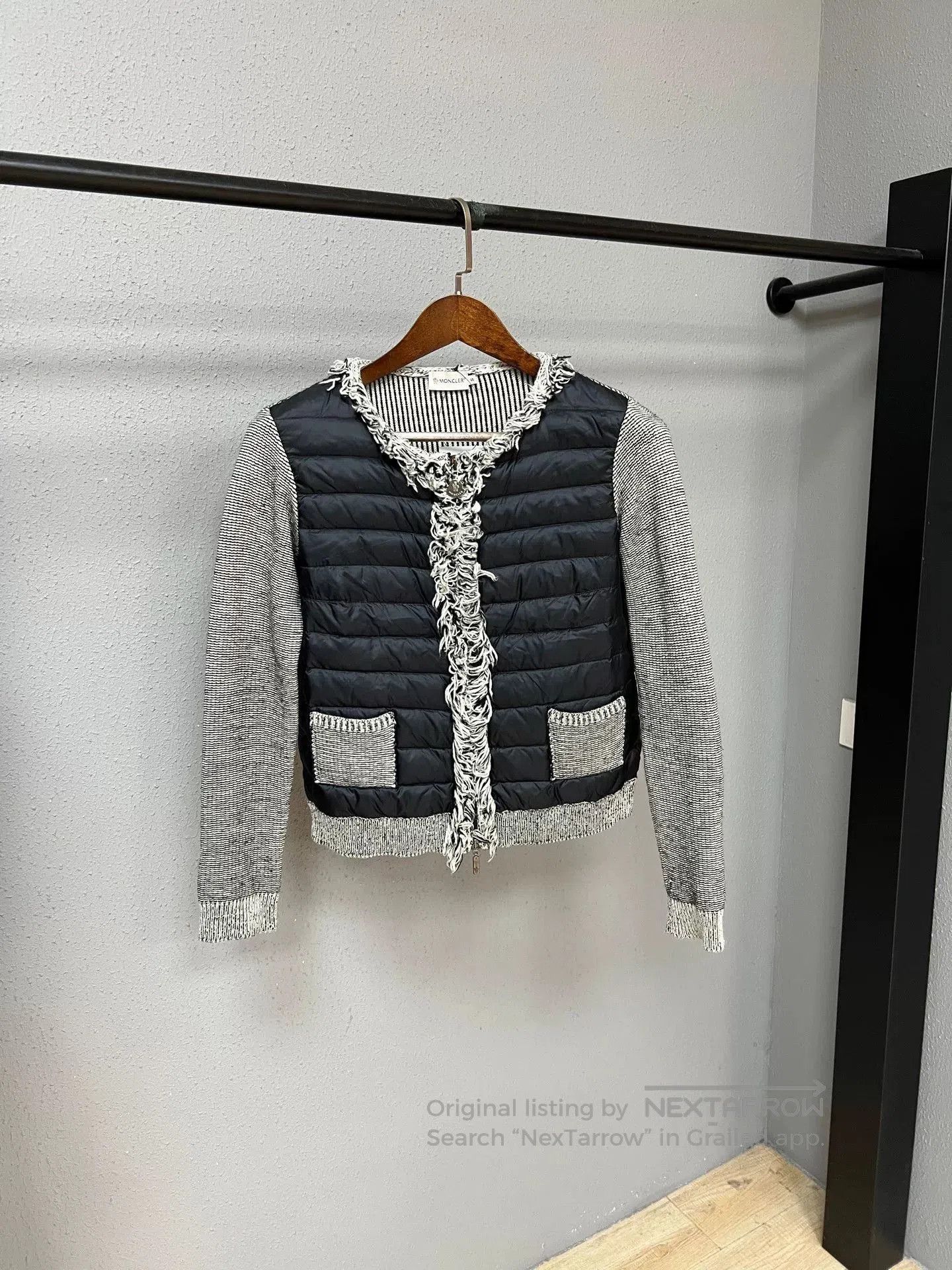 Moncler grey ruffled hem sweater by Moncler. Size S / US 4 / IT 40 - 1 Thumbnail