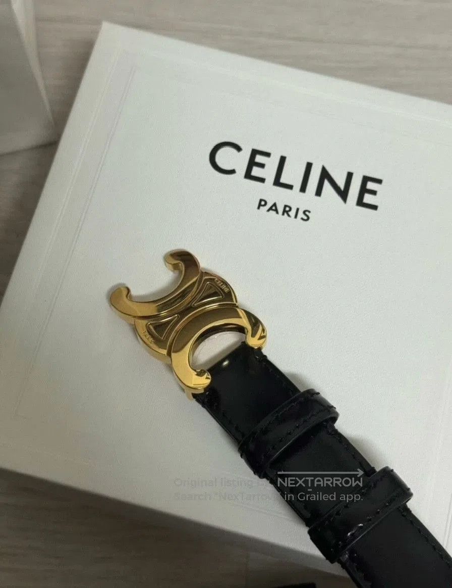 Celine CELINE Triomphe Buckle Leather Belt. Size ONE SIZE - 3 Thumbnail
