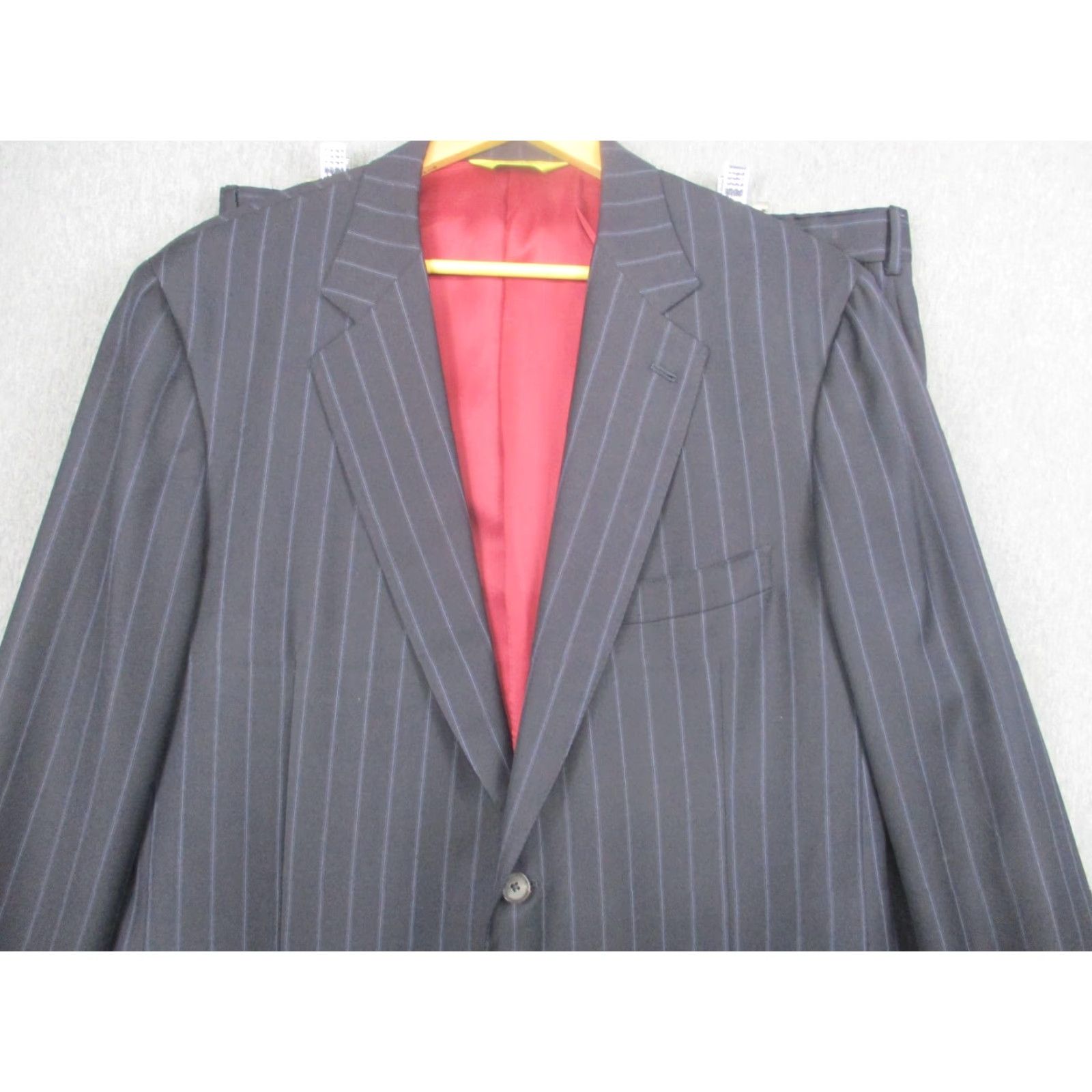 Vintage Stuart's Choice Suit Mens 44 Wool Pinstripe 2 Piece Pleated 37x30 Made Italy Size 44R - 2 Thumbnail