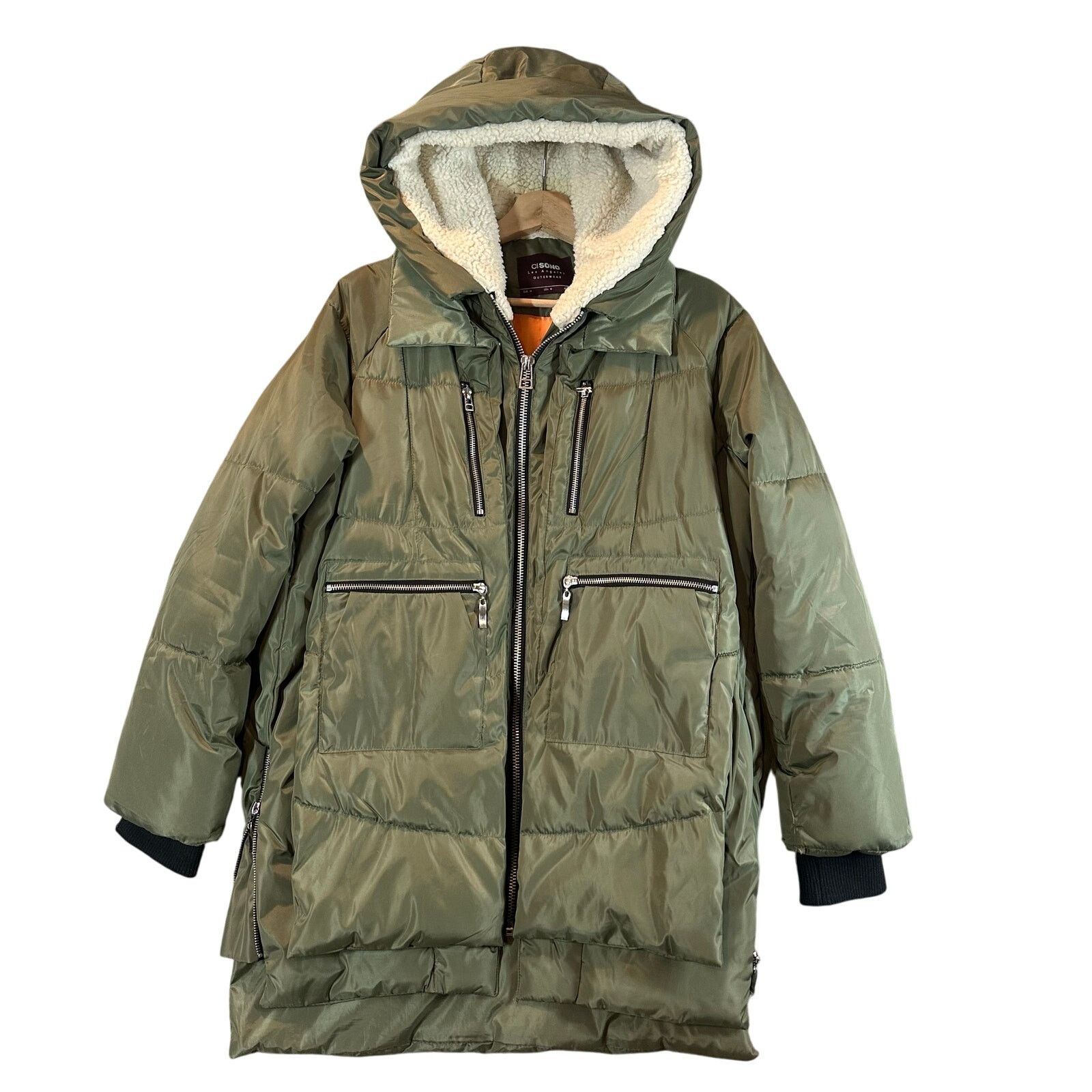 Other Ci Sono Green Hooded Oversized Puffy Parka Puffer Coat M Size M / US 6-8 / IT 42-44 - 1 Thumbnail