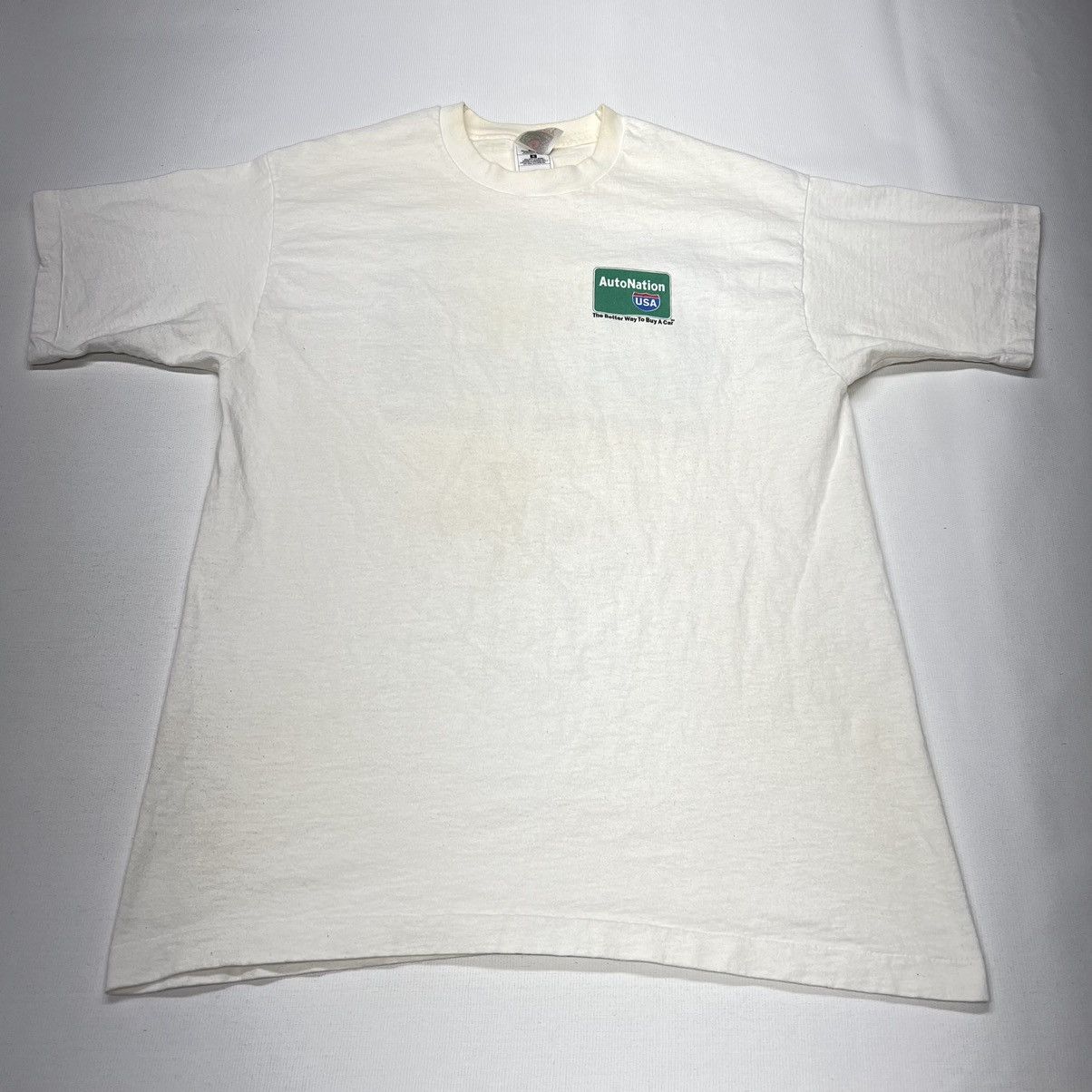 Fruit Of The Loom × Vintage VTG Auto Nation Tee Shirt White Single Stitch Heavy Cars Size US L / EU 52-54 / 3 - 1 Thumbnail