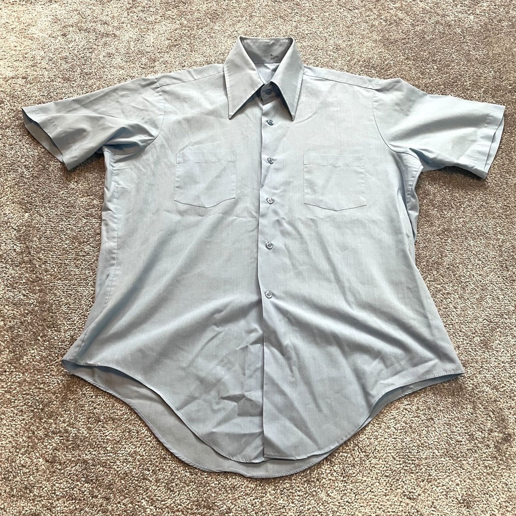 Vintage Unbranded Button Up Shirt Mens XL Light Blue Short Sleeve Collared Pocket Tee 16 Vintage Size US XL / EU 56 / 4 - 2 Thumbnail