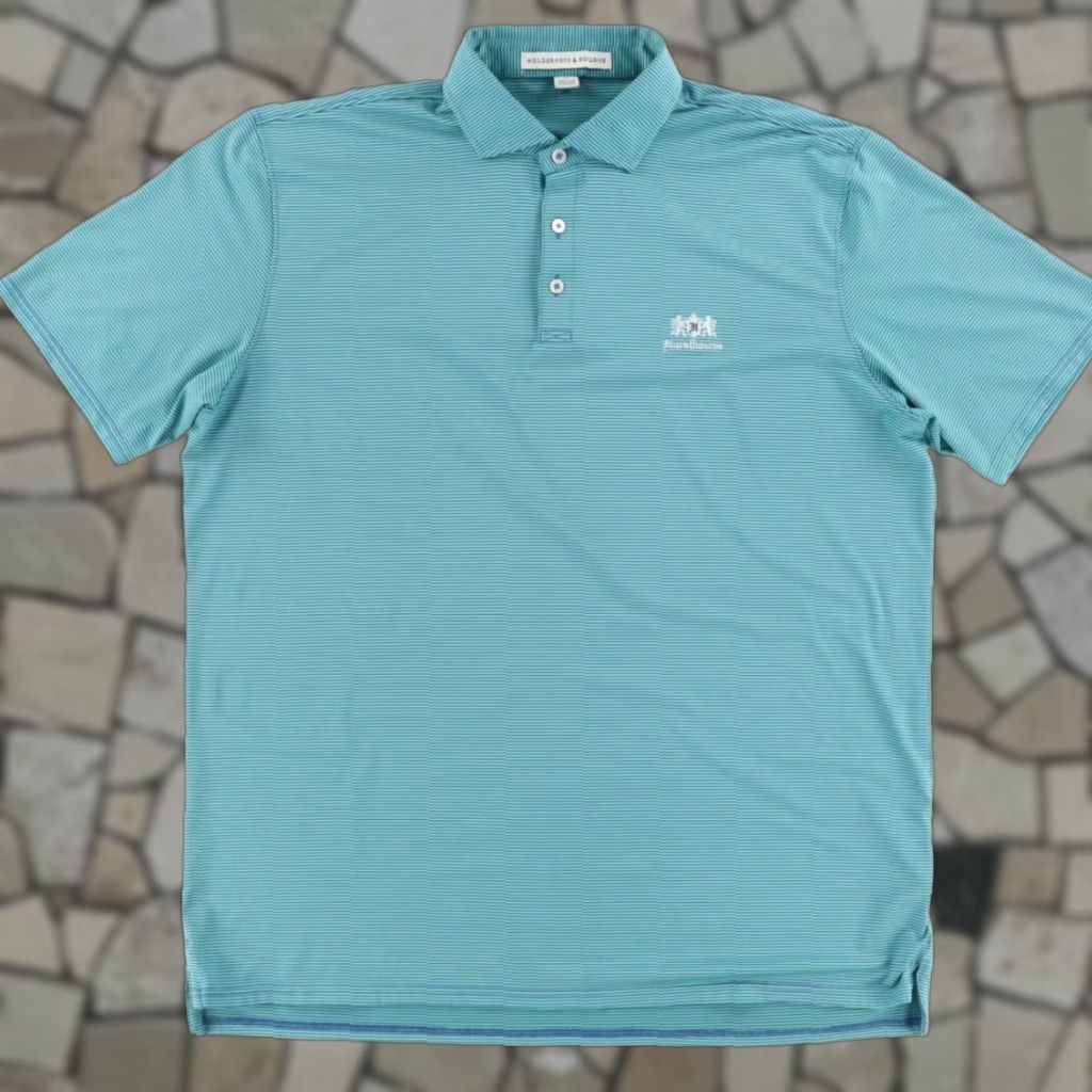 Vintage VINTAGE Holderness & Bourne The Perkins Striped Polo Shirt Mojito Mens XL Size US XL / EU 56 / 4 - 1 Thumbnail