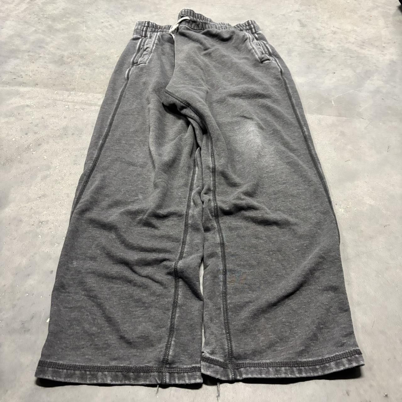 Japanese Brand × Vintage Crazy Vintage Y2K/2000s Baggy Faded Grey Distressed Skater Sweatpants! Size US 36 / EU 52 - 3 Thumbnail