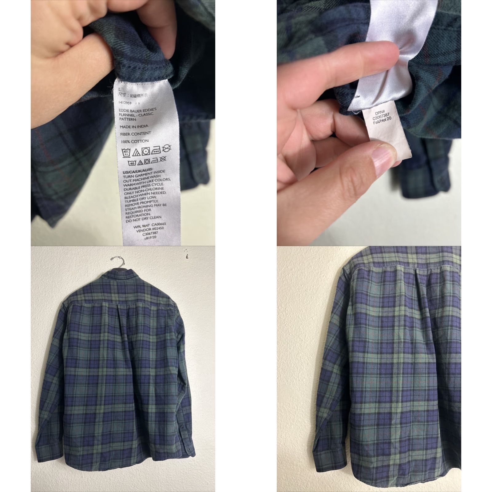 Eddie Bauer Eddie Bauer Mens Large Classic Fit Plaid Blue Button-Up Shirt Size US L / EU 52-54 / 3 - 8 Thumbnail